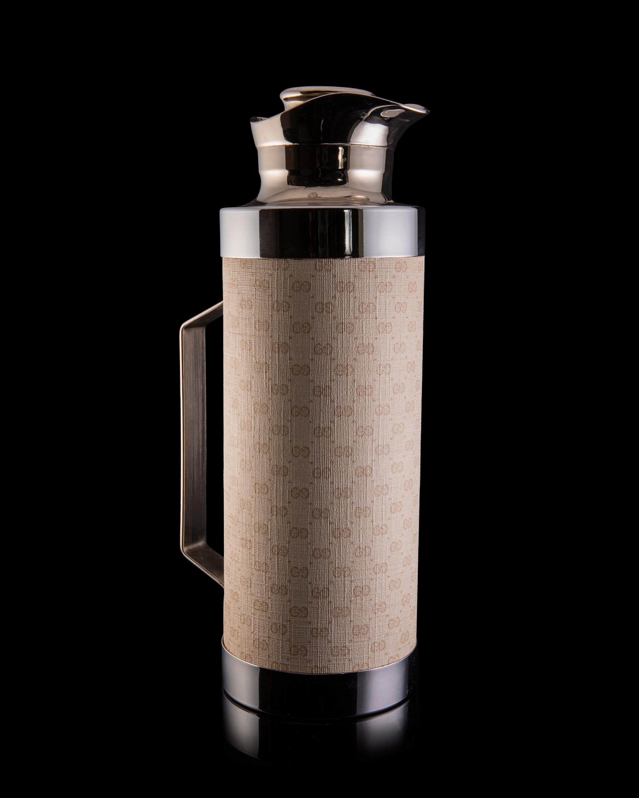 Light Brown Leather Thermos Flask from Gucci, Italy, 1970s for