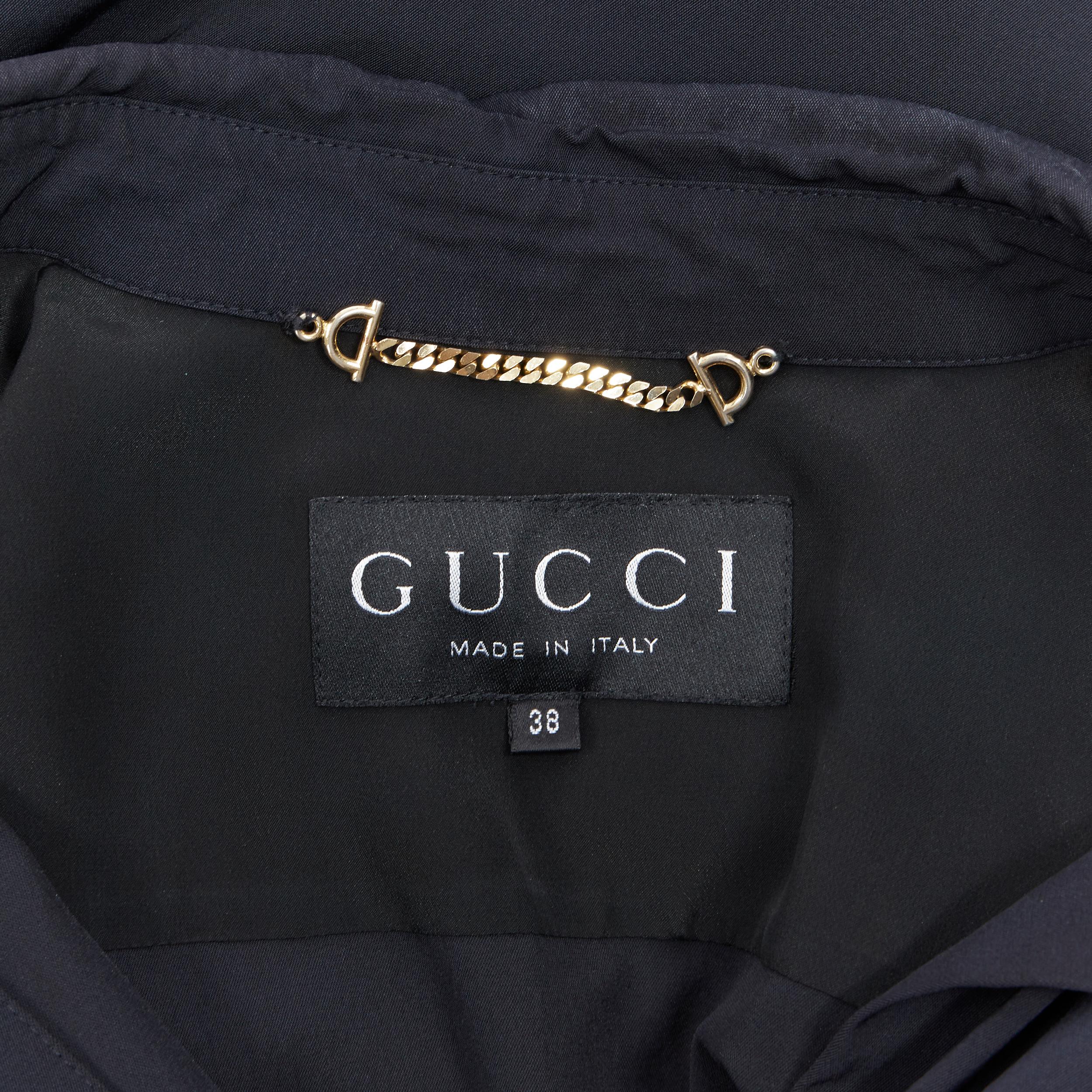 vintage GUCCI TOM FORD 1996 black rayon nylon wide collar casual long shirt IT38 5