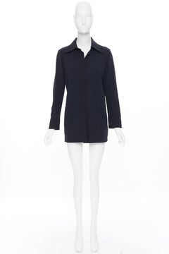 camicia lunga vintage GUCCI TOM FORD 1996 nero rayon nylon collo largo casual IT38