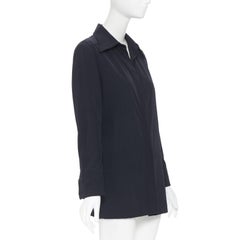 vintage GUCCI TOM FORD 1996 black rayon nylon wide collar casual long shirt IT38