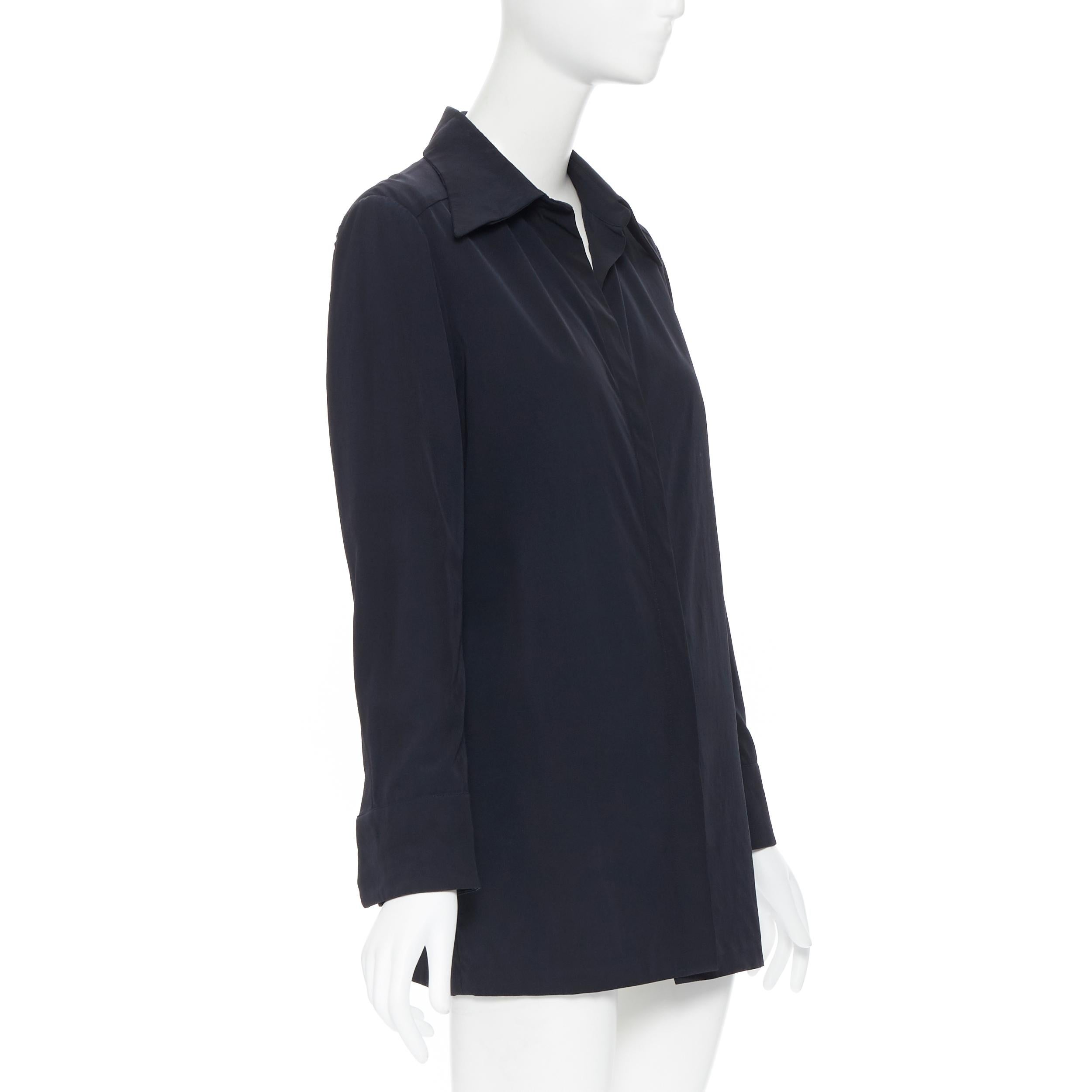 Black vintage GUCCI TOM FORD 1996 black rayon nylon wide collar casual long shirt IT38
