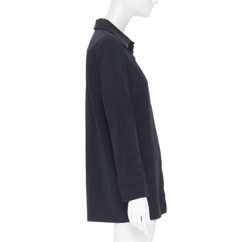 Noir vintage GUCCI TOM FORD 1996 black ray nylon wide collar casual long shirt IT38 en vente