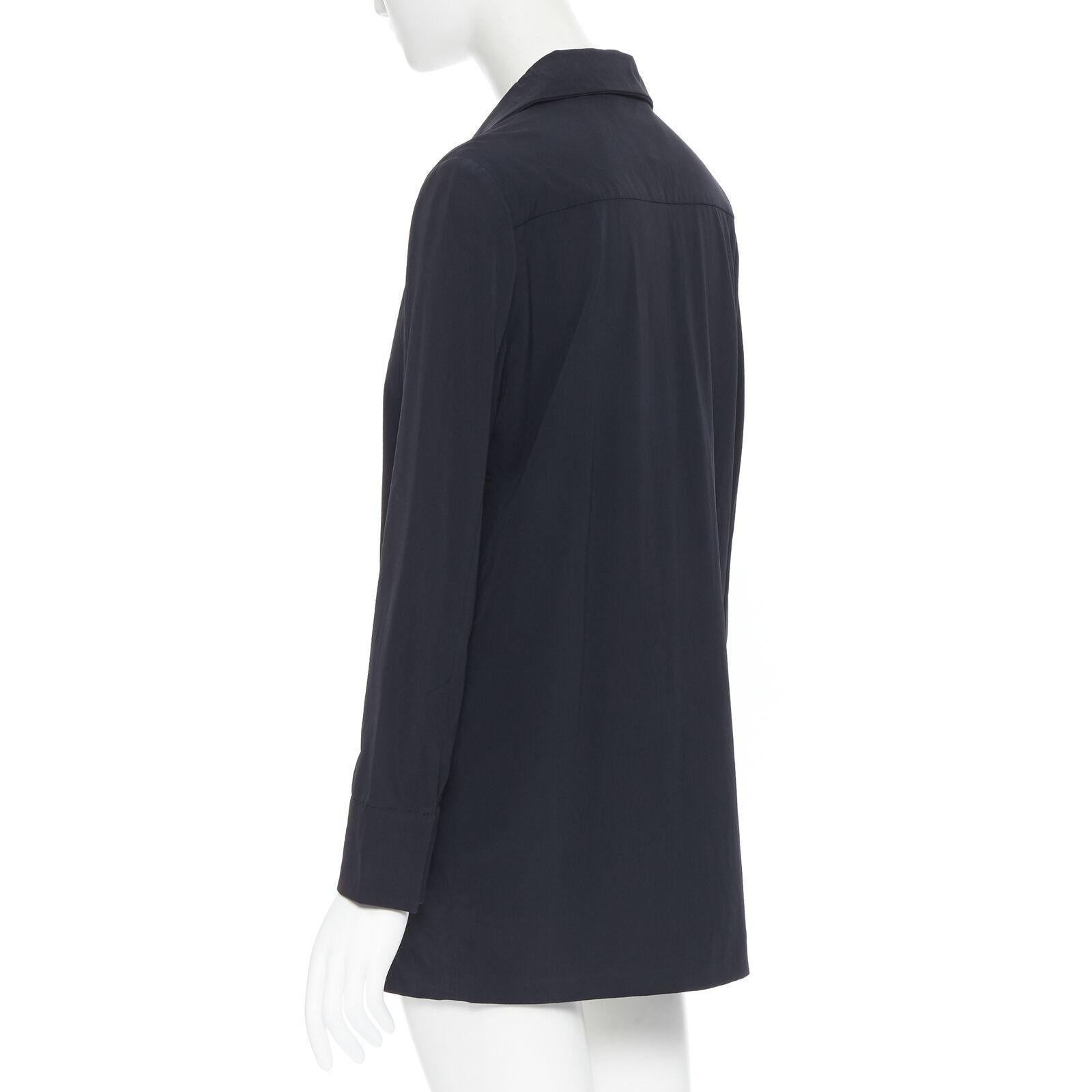 vintage GUCCI TOM FORD 1996 black ray nylon wide collar casual long shirt IT38 en vente 1