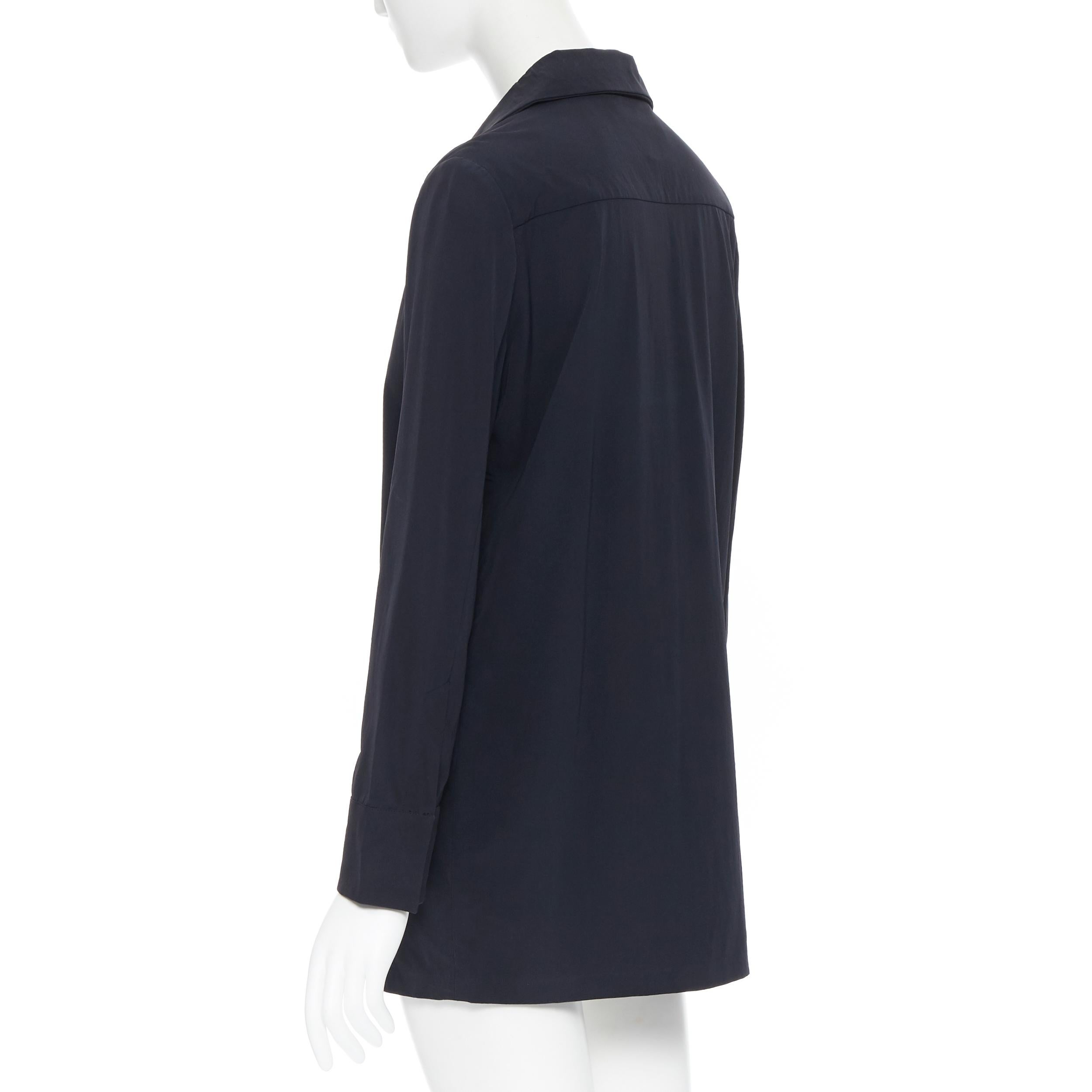 vintage GUCCI TOM FORD 1996 black rayon nylon wide collar casual long shirt IT38 1