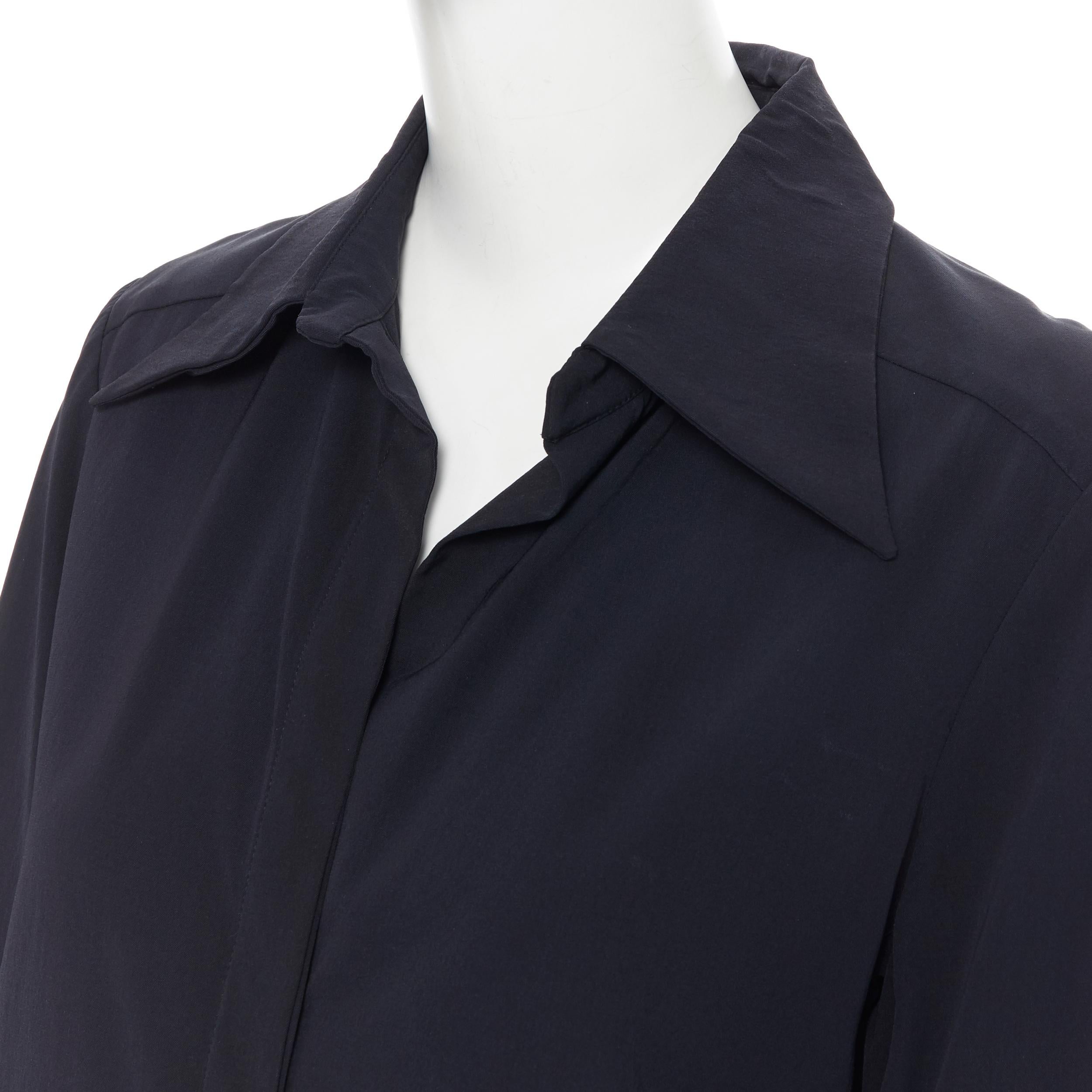 vintage GUCCI TOM FORD 1996 black rayon nylon wide collar casual long shirt IT38 2