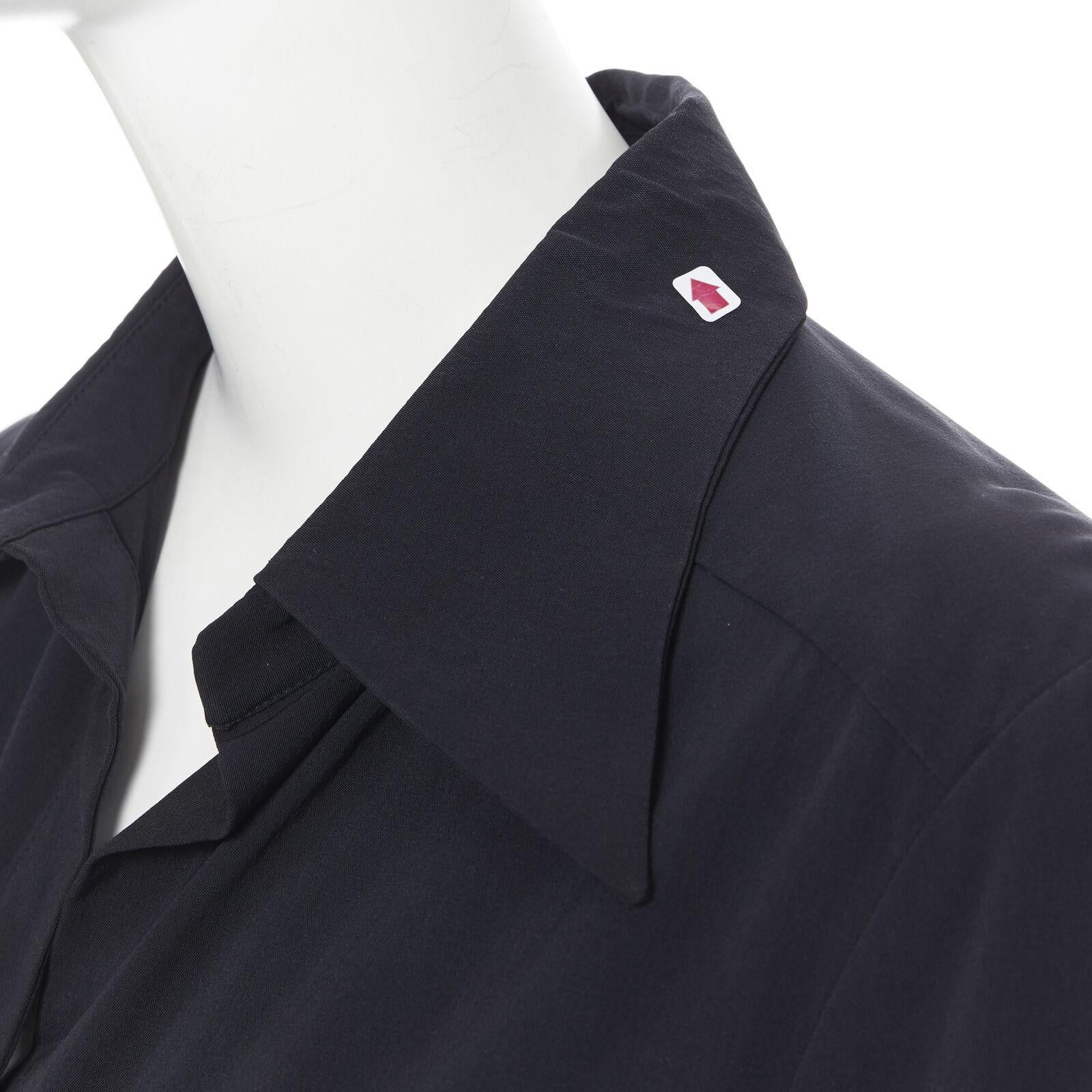 vintage GUCCI TOM FORD 1996 black ray nylon wide collar casual long shirt IT38 en vente 4