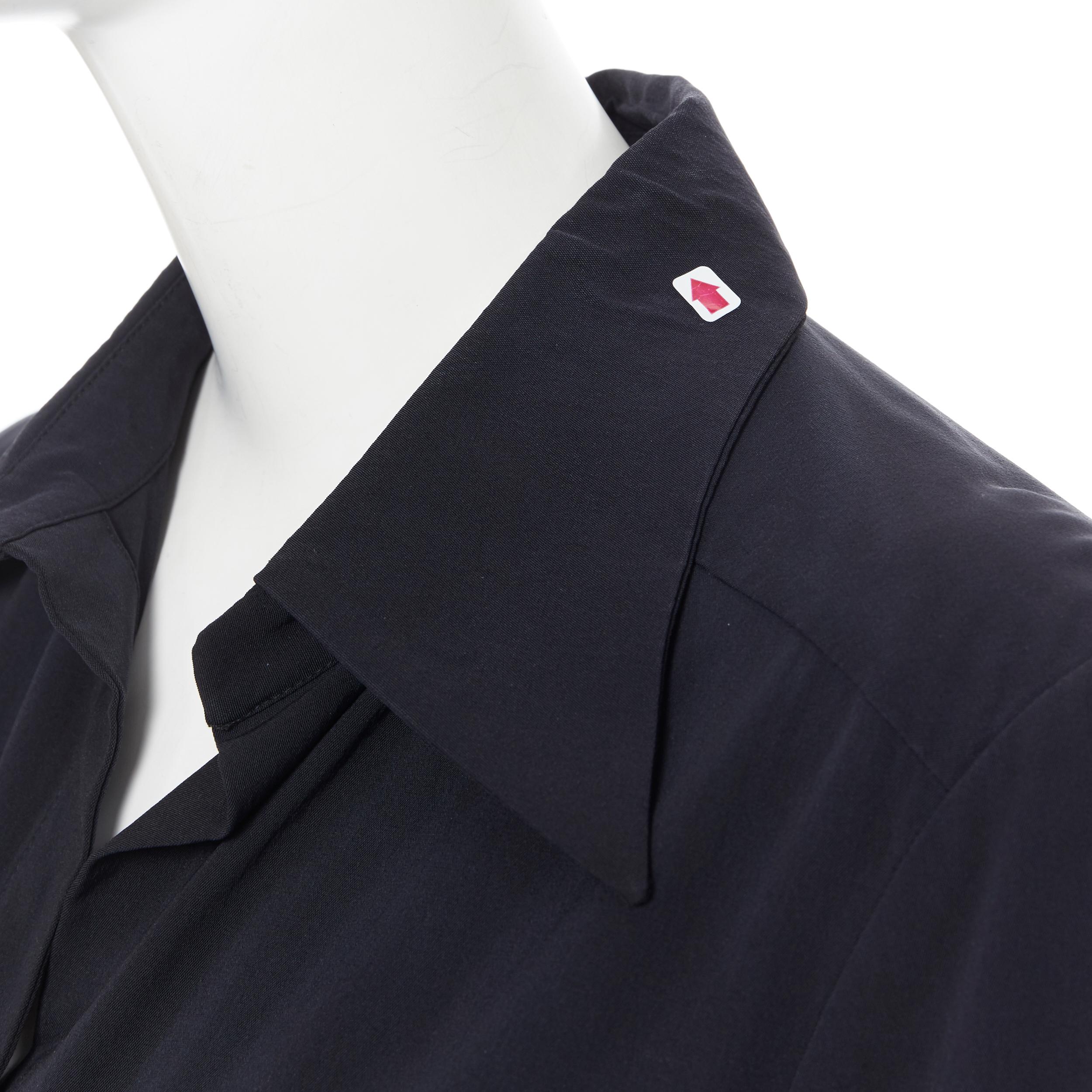 vintage GUCCI TOM FORD 1996 black rayon nylon wide collar casual long shirt IT38 4