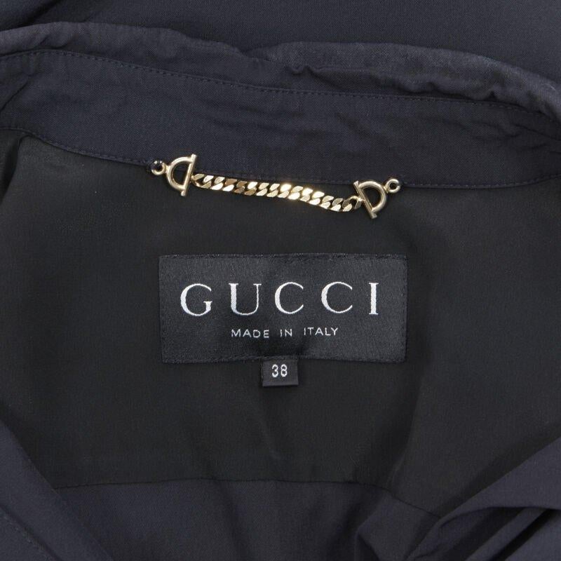 vintage GUCCI TOM FORD 1996 black ray nylon wide collar casual long shirt IT38 en vente 4