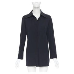 camicia lunga vintage GUCCI TOM FORD 1996 nero rayon nylon collo largo casual IT38