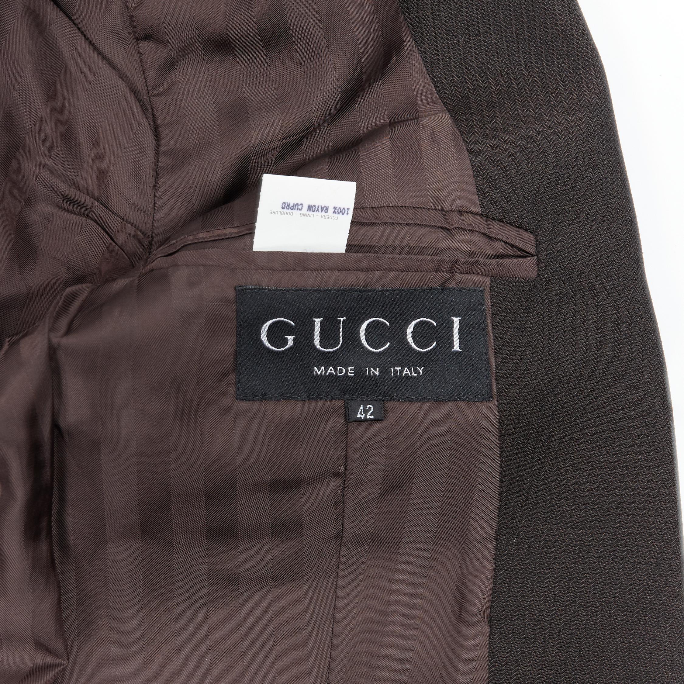 Vintage GUCCI TOM FORD 1996 Braunes Blazer-Hosen-Set aus Wolle und Mohair mit Pfeil vorne IT42 M 6