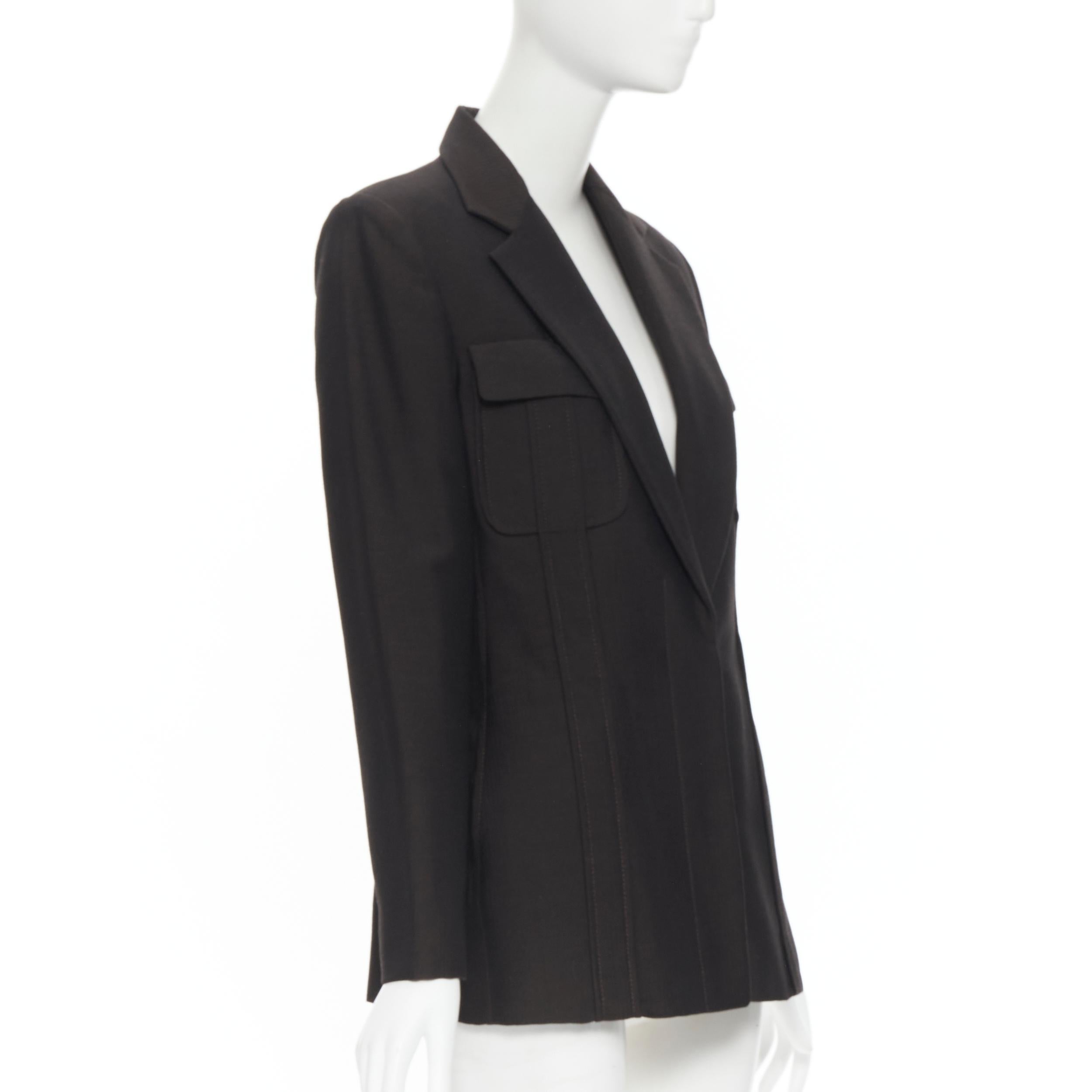 Vintage GUCCI TOM FORD 1996 Braunes Blazer-Hosen-Set aus Wolle und Mohair mit Pfeil vorne IT42 M (Schwarz)