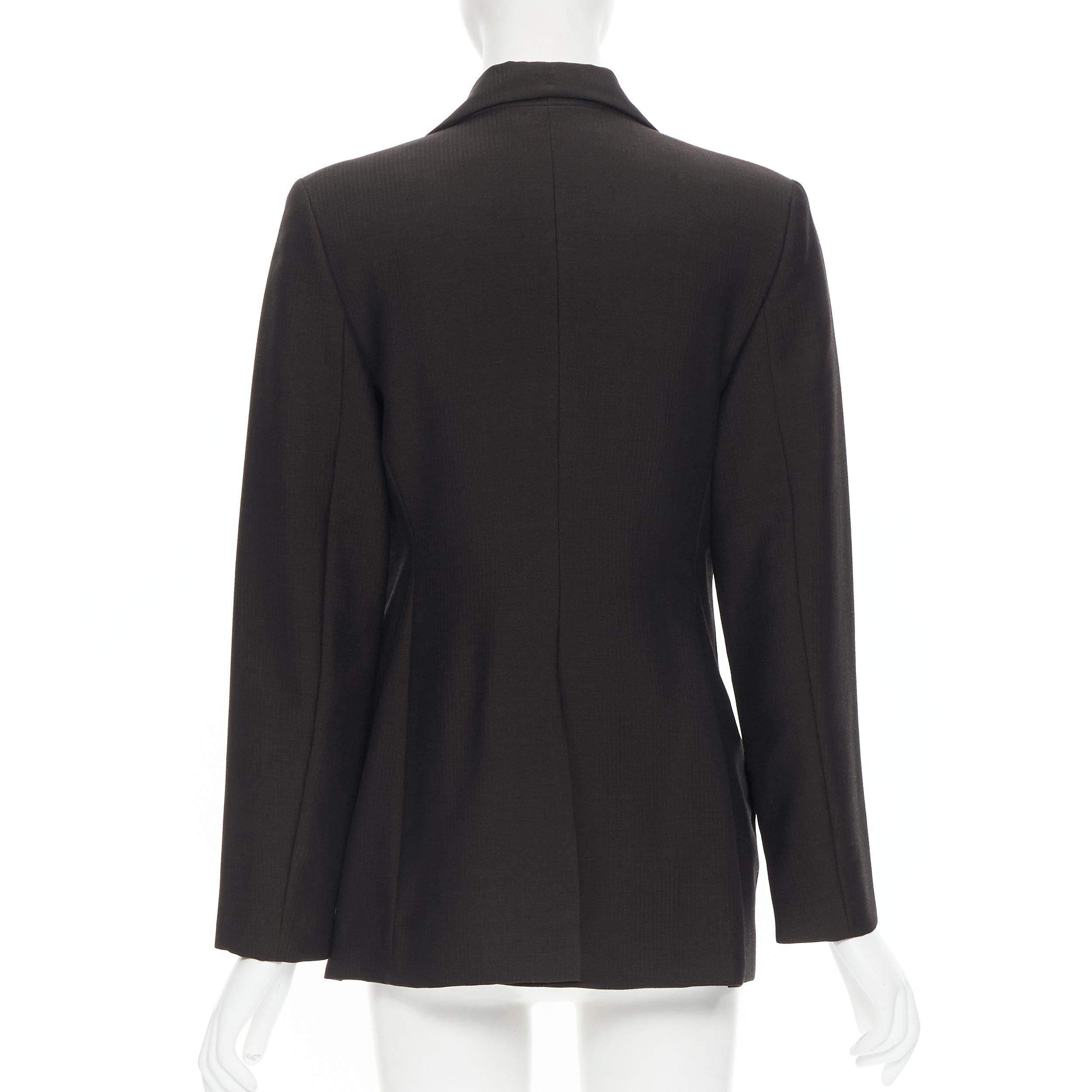 Vintage GUCCI TOM FORD 1996 Braunes Blazer-Hosen-Set aus Wolle und Mohair mit Pfeil vorne IT42 M Damen