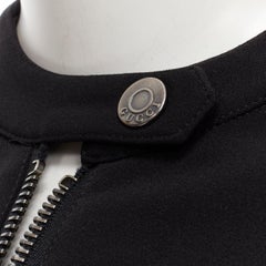 Vintage GUCCI TOM FORD 1998 Schwarze Bikerjacke mit gerippten Ärmeln aus Baumwolle EU38 XS