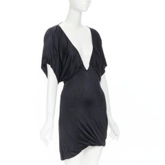 vintage GUCCI TOM FORD 2002 black rayon plunge neck kimono mini dress IT40 S