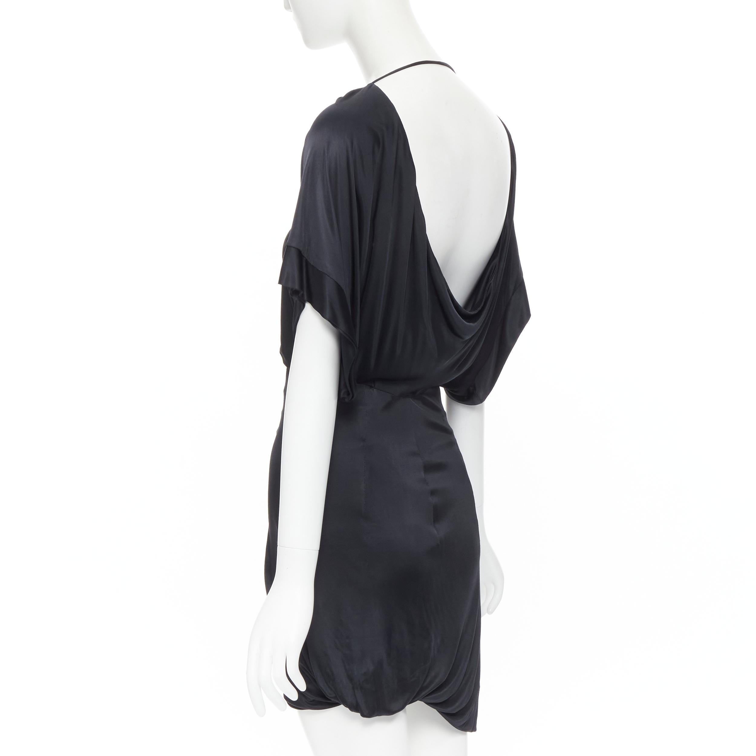 Black vintage GUCCI TOM FORD 2002 black rayon plunge neck kimono mini dress IT40 S