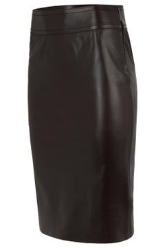 Vintage Gucci Tom Ford 2002 Brown Leather Skirt