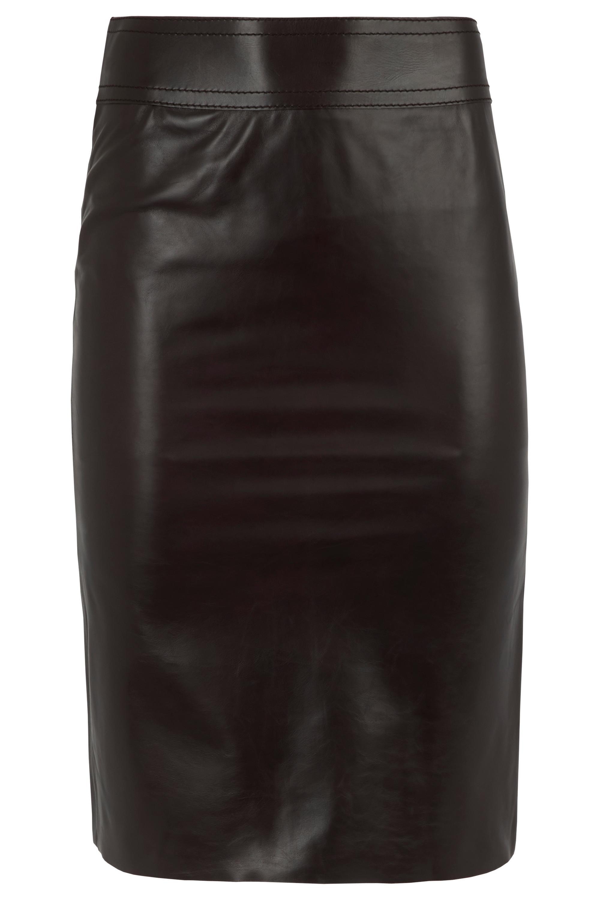 Vintage Gucci Tom Ford 2002 Brown Leather Skirt