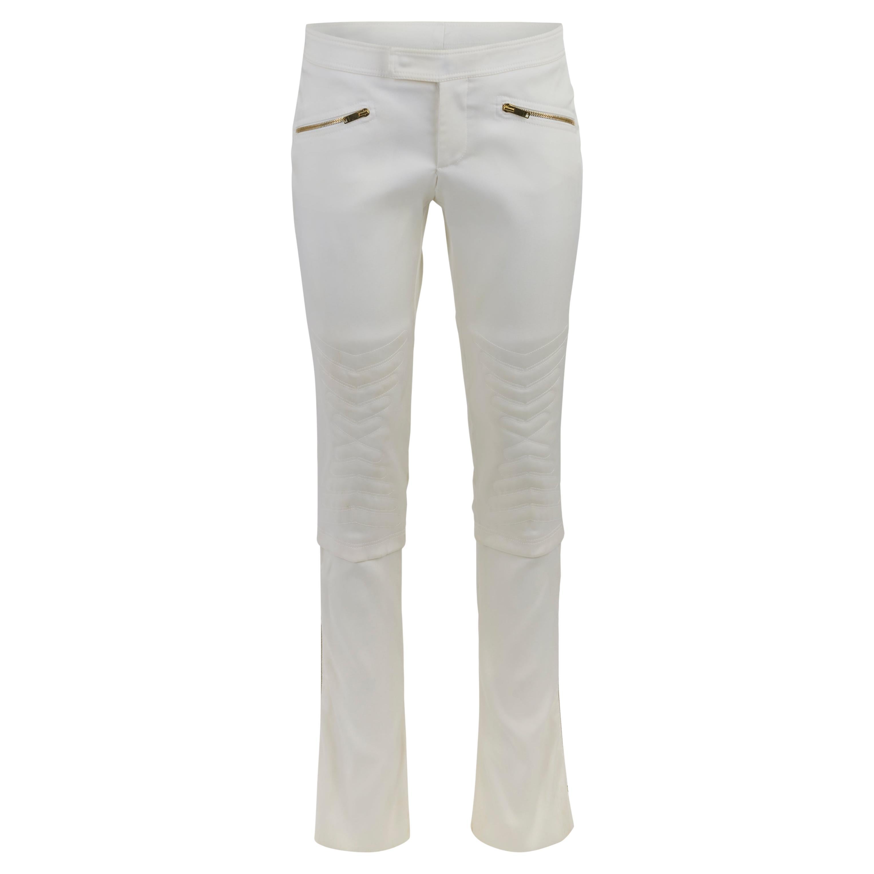 Vintage Gucci Tom Ford A/W 2003 Motor White Flared Trousers