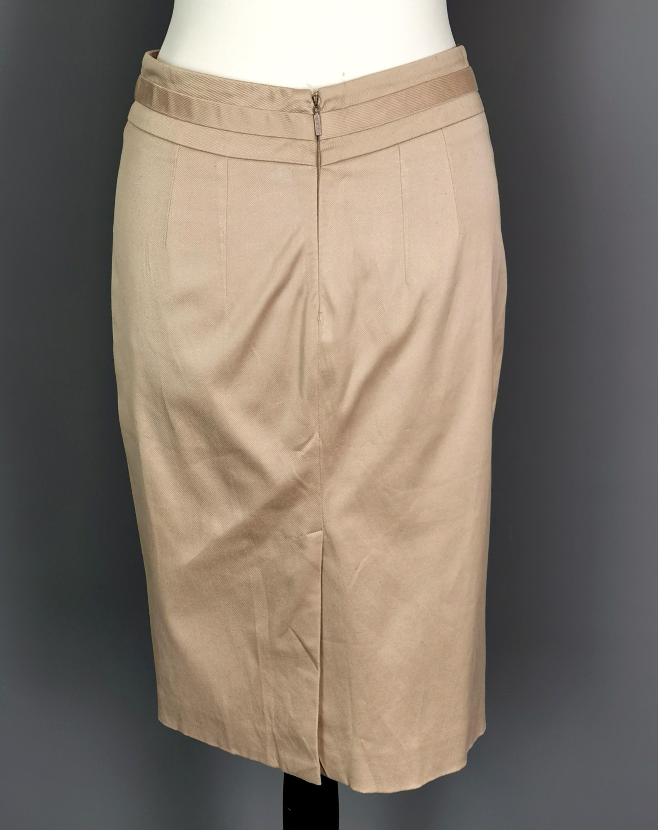 Vintage Gucci Tom Ford bamboo trim pencil skirt  For Sale 4