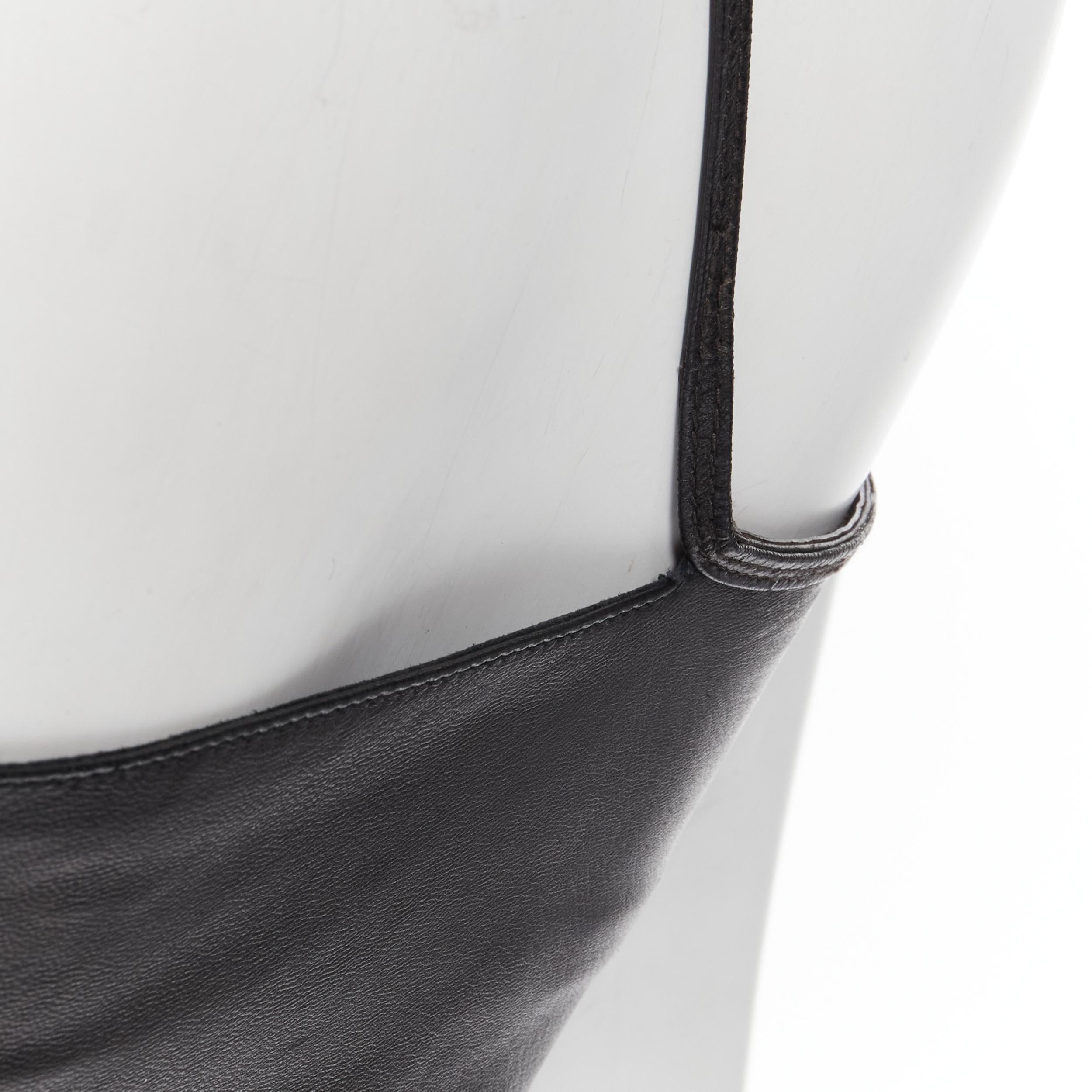 Women's vintage GUCCI TOM FORD black leather asymmetric metal buckle mini dress IT40