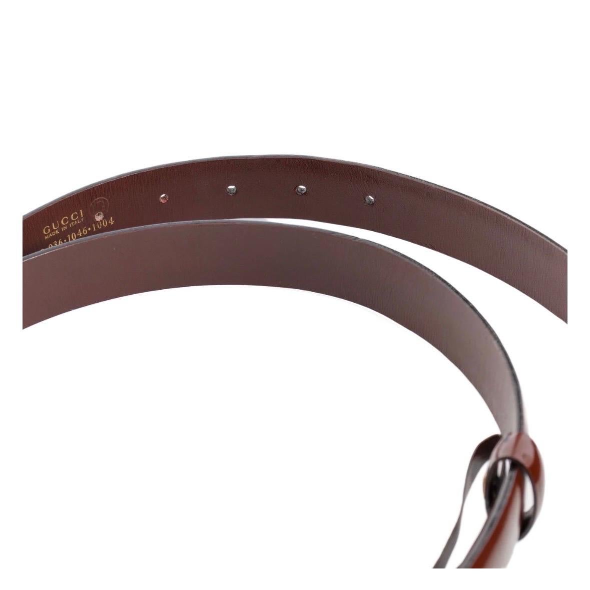 Women's or Men's Vintage Gucci Tom Ford Brown and Gold-Tone G Buckle Belt For Sale