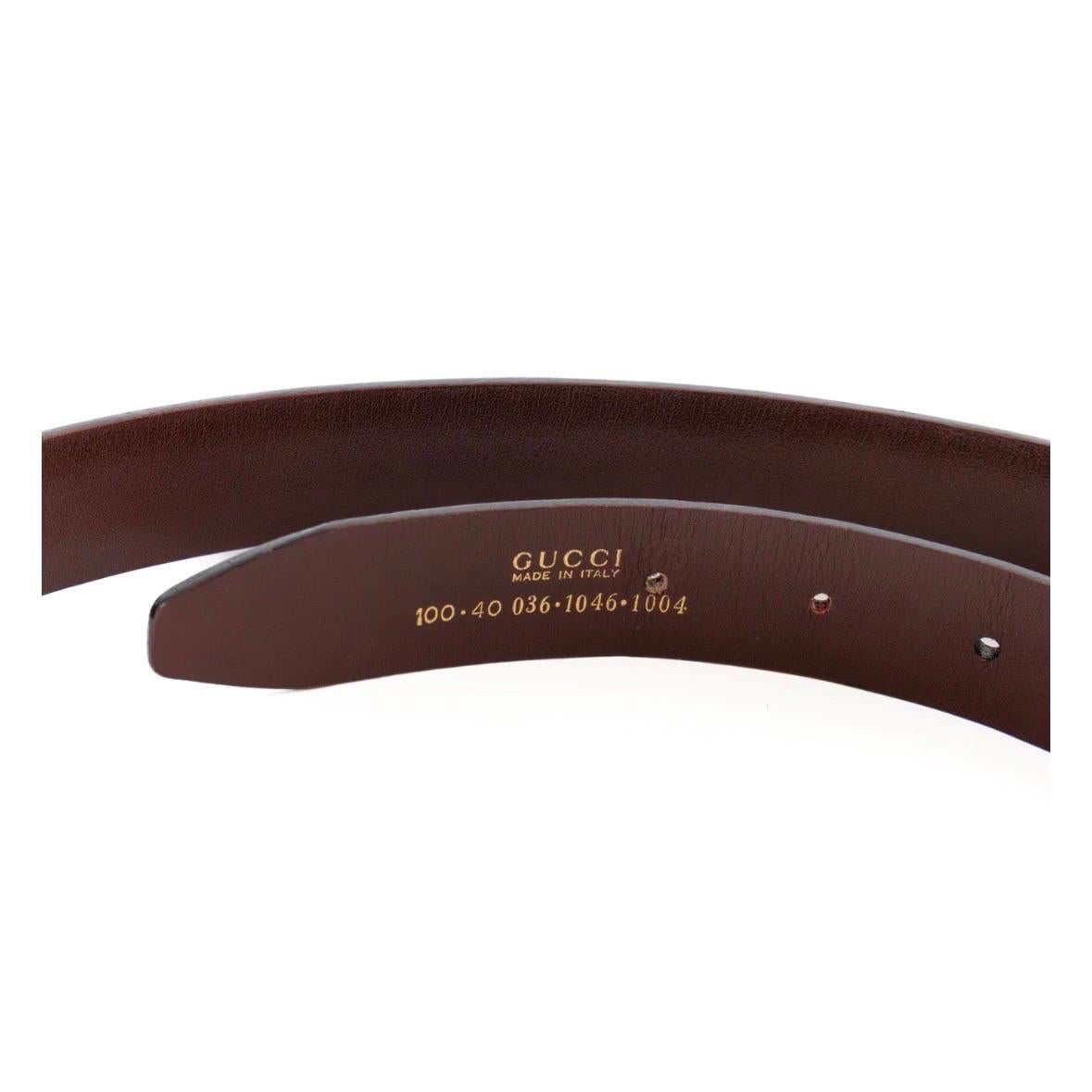 Vintage Gucci Tom Ford Brown and Gold-Tone G Buckle Belt For Sale 1