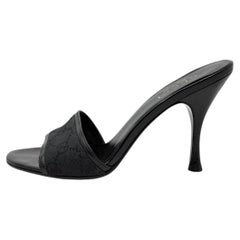 Vintage Gucci Tom Ford GG Monogram Mule Heels Black Canvas Y2K 6.5B