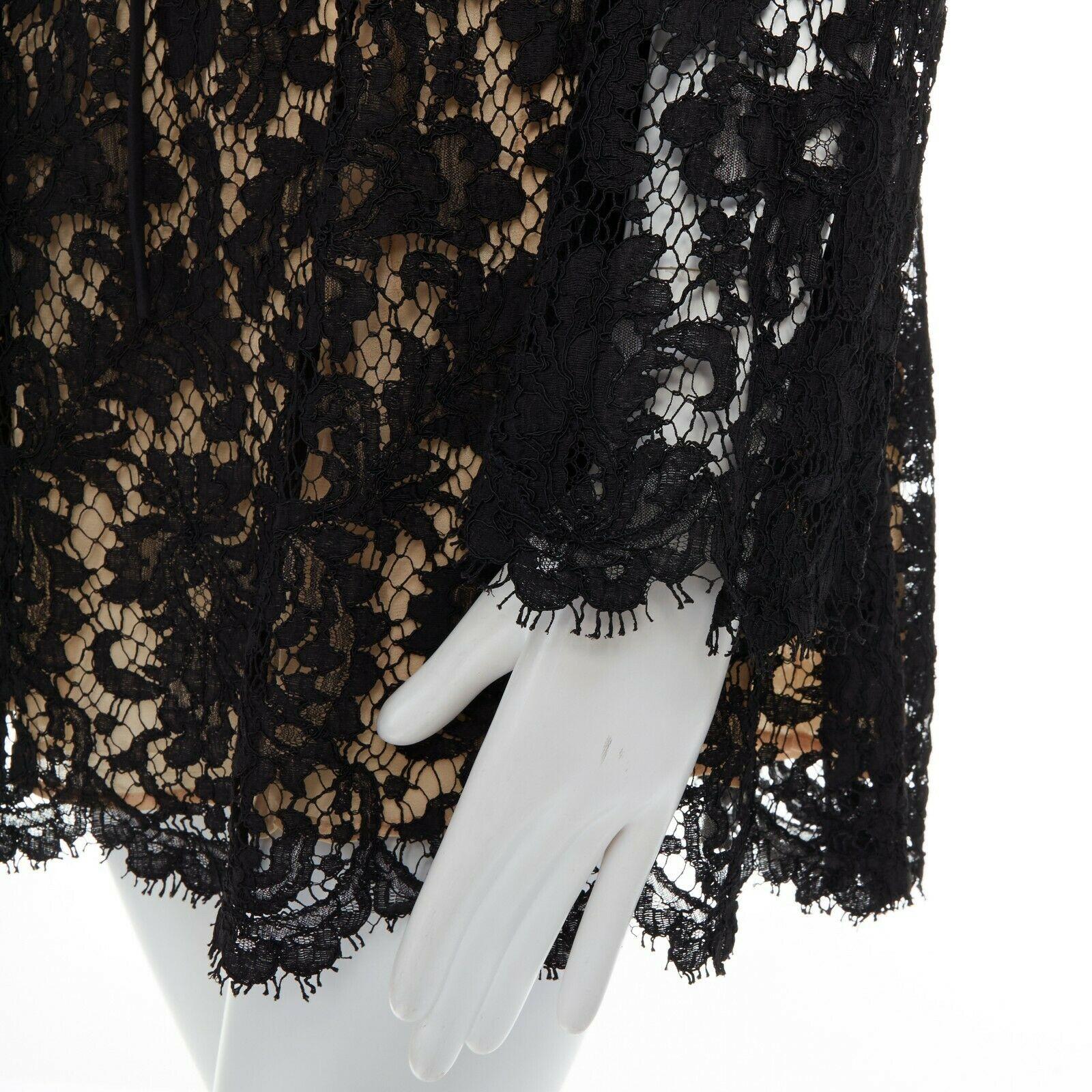 vintage GUCCI TOM FORD SS96 pasarela encaje negro scoop flare manga mini vestido S 5