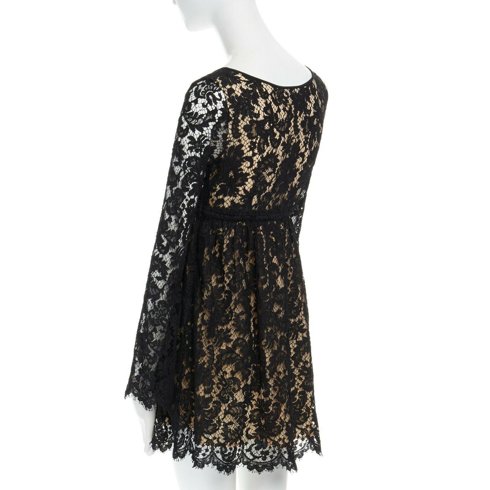 vintage GUCCI TOM FORD SS96 runway black lace scoop flare sleeve mini dress S In Good Condition In Hong Kong, NT