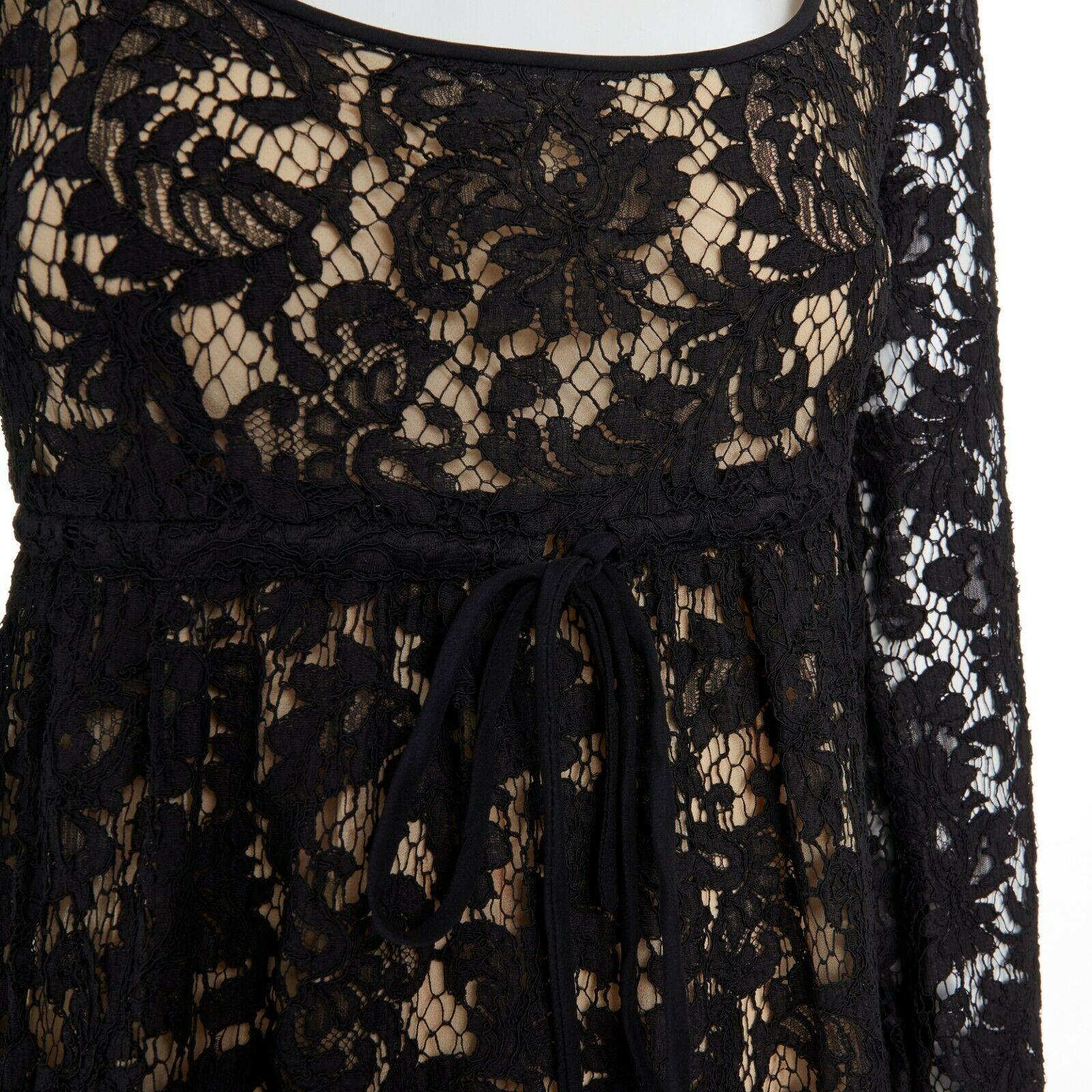 vintage GUCCI TOM FORD SS96 pasarela encaje negro scoop flare manga mini vestido S 4