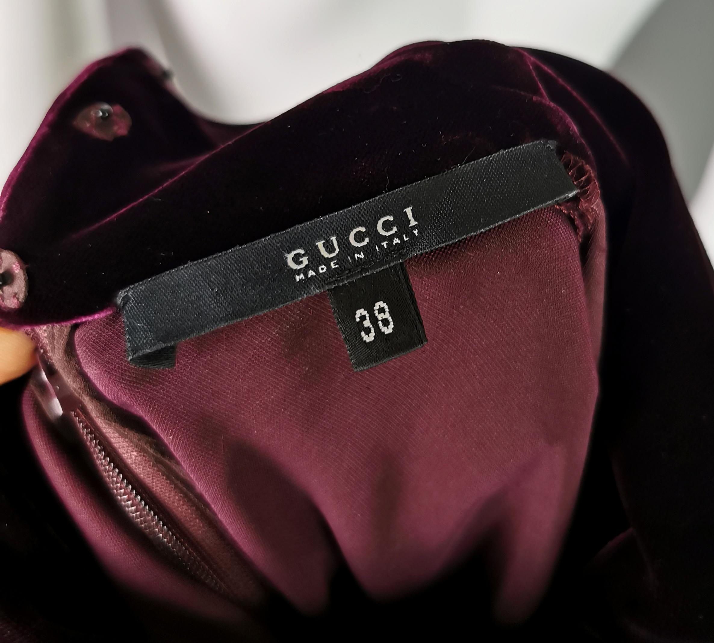 Vintage Gucci Tom Ford velvet dress, Burgandy, high neck  For Sale 1
