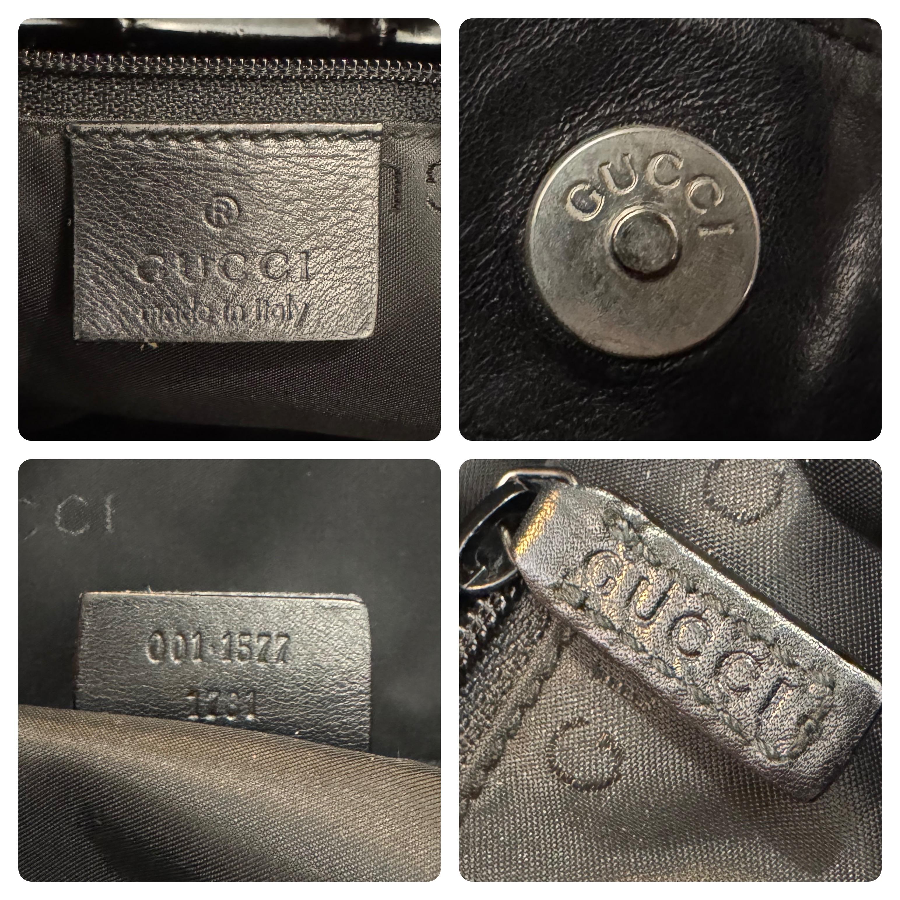 Bolso crossbody vintage de piel de bambú GUCCI negro para hombre 2