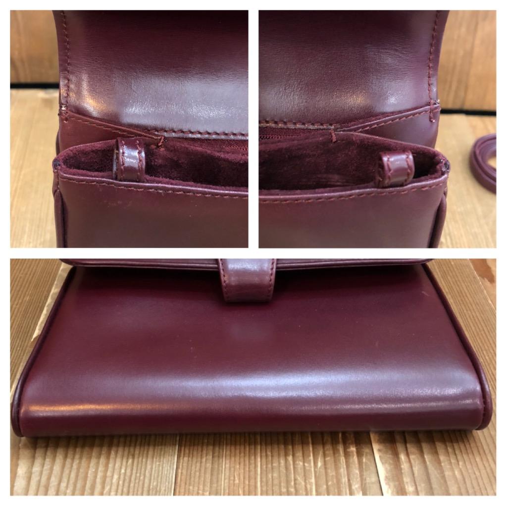 1980s Vintage GUCCI Leather Two-Way Clutch Crossbody Bag Burgundy  1