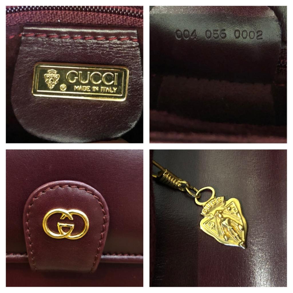 1980s Vintage GUCCI Leather Two-Way Clutch Crossbody Bag Burgundy  2