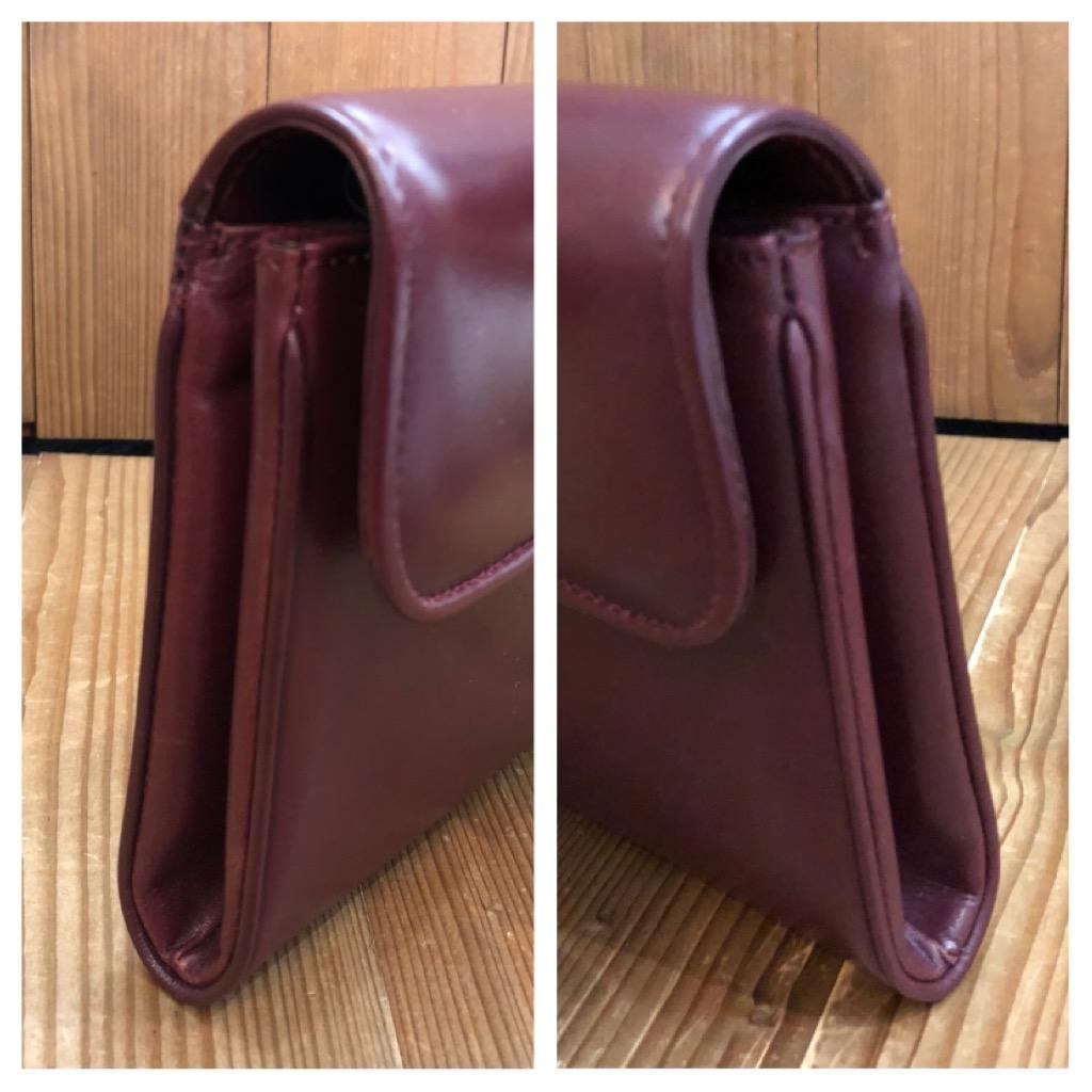 1980s Vintage GUCCI Leather Two-Way Clutch Crossbody Bag Burgundy  3