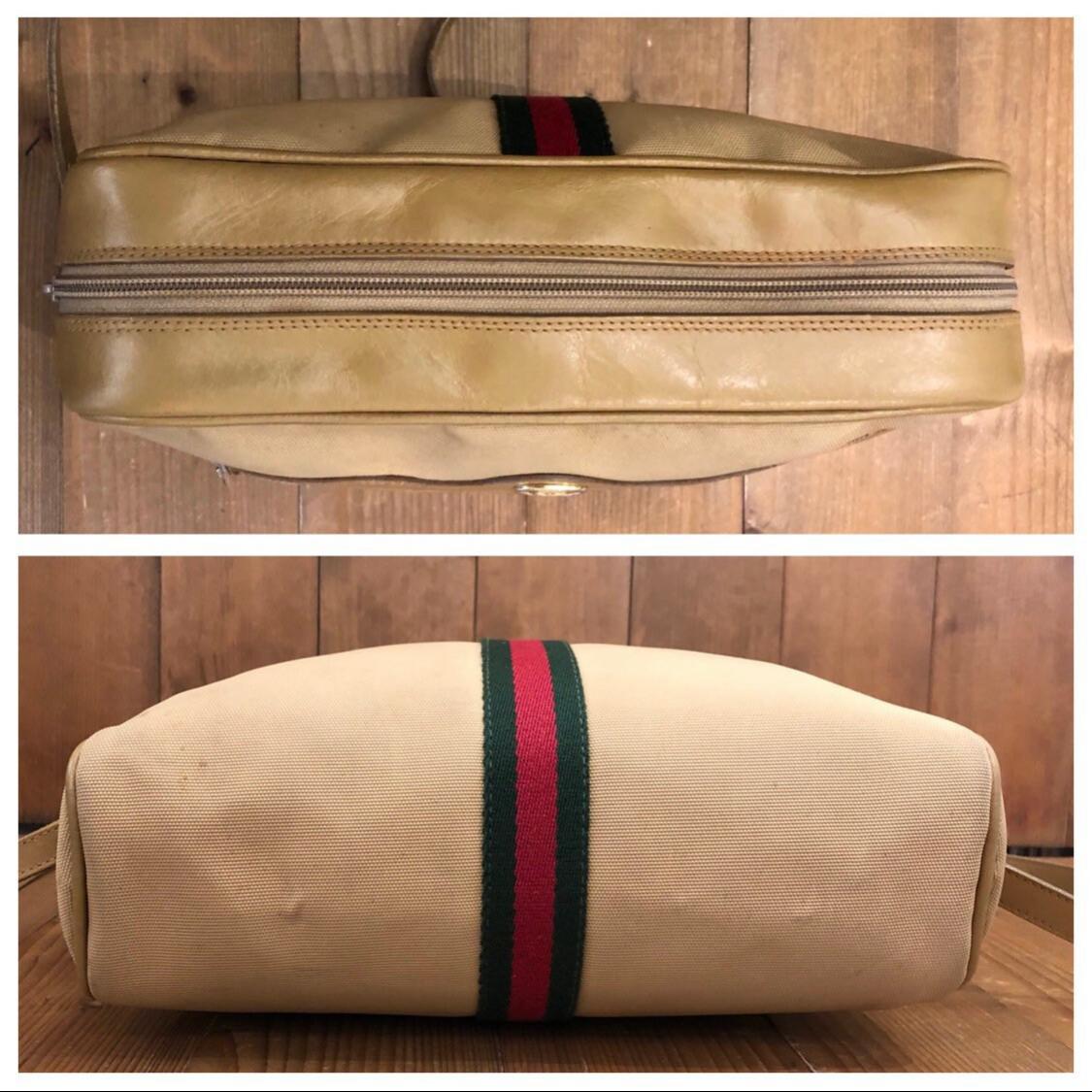 Vintage GUCCI Web Nylon Crossbody Bag Beige 3