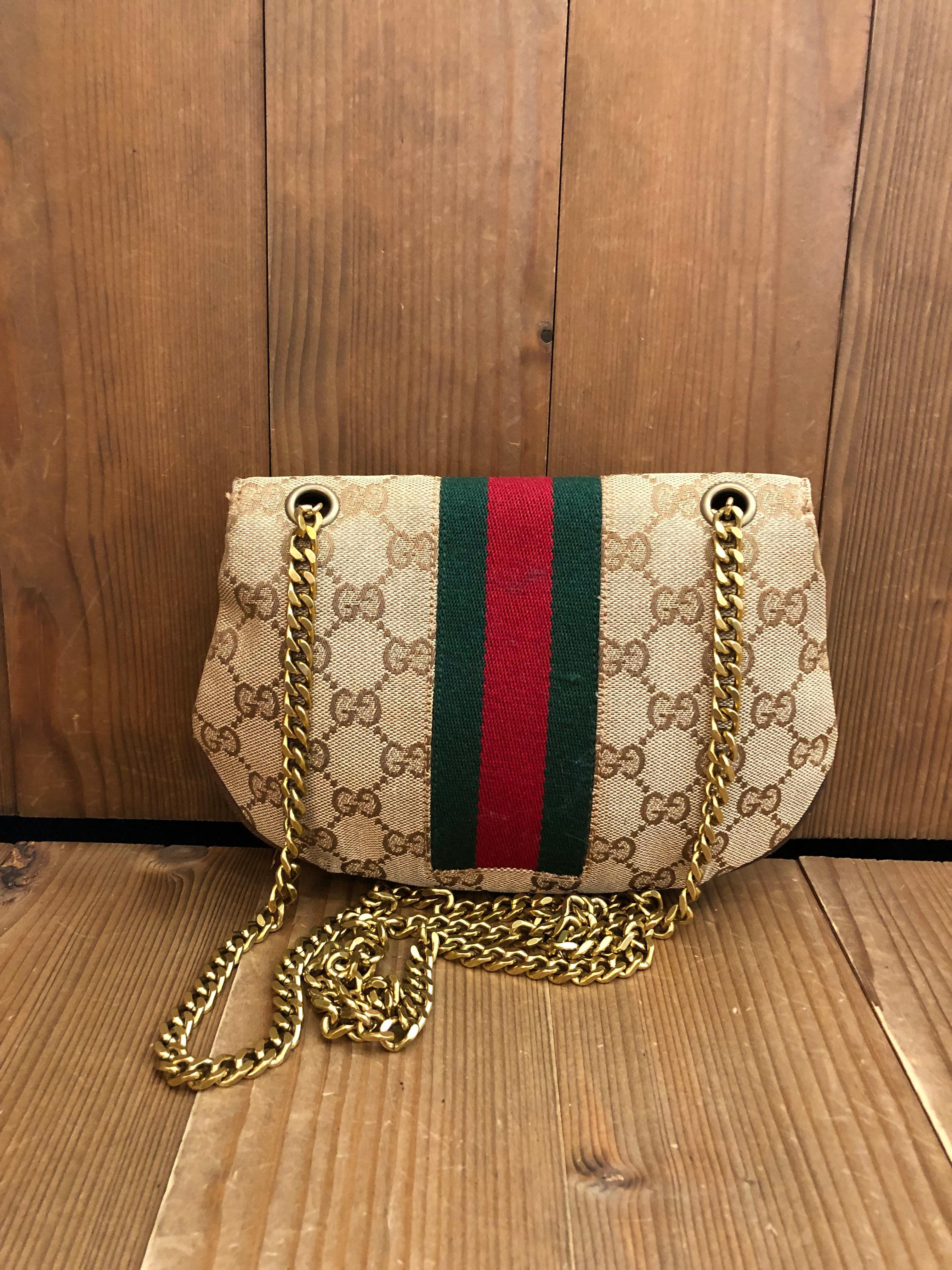 Vintage GUCCI Web GG Monogram Jacquard Pouch Bag (Modified) In Good Condition In Bangkok, TH