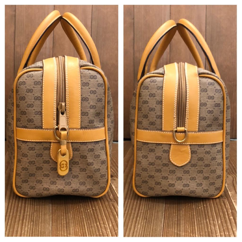 Vintage GUCCI Web Micro GG Canvas Boston Crossbody Bag Brown Small 2