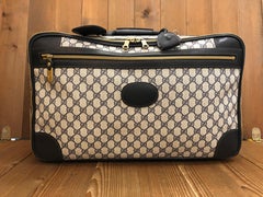 Vintage GUCCI Web GG Monogram Canvas Softsided Suitcase 50 Unisex Navy