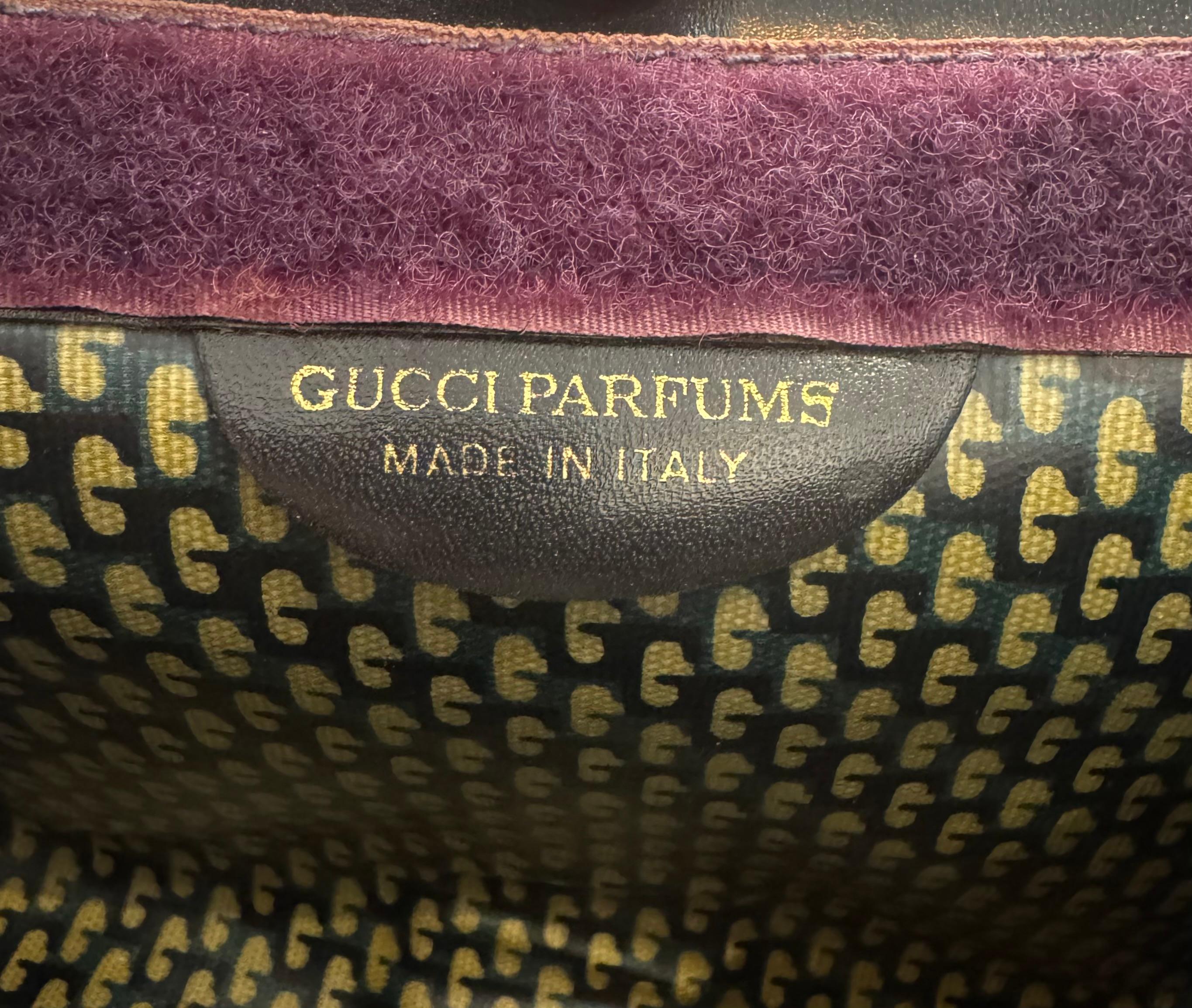 Vintage GUCCI Web Nubuck Leather Vanity Pouch Clutch Bag Small Navy 5