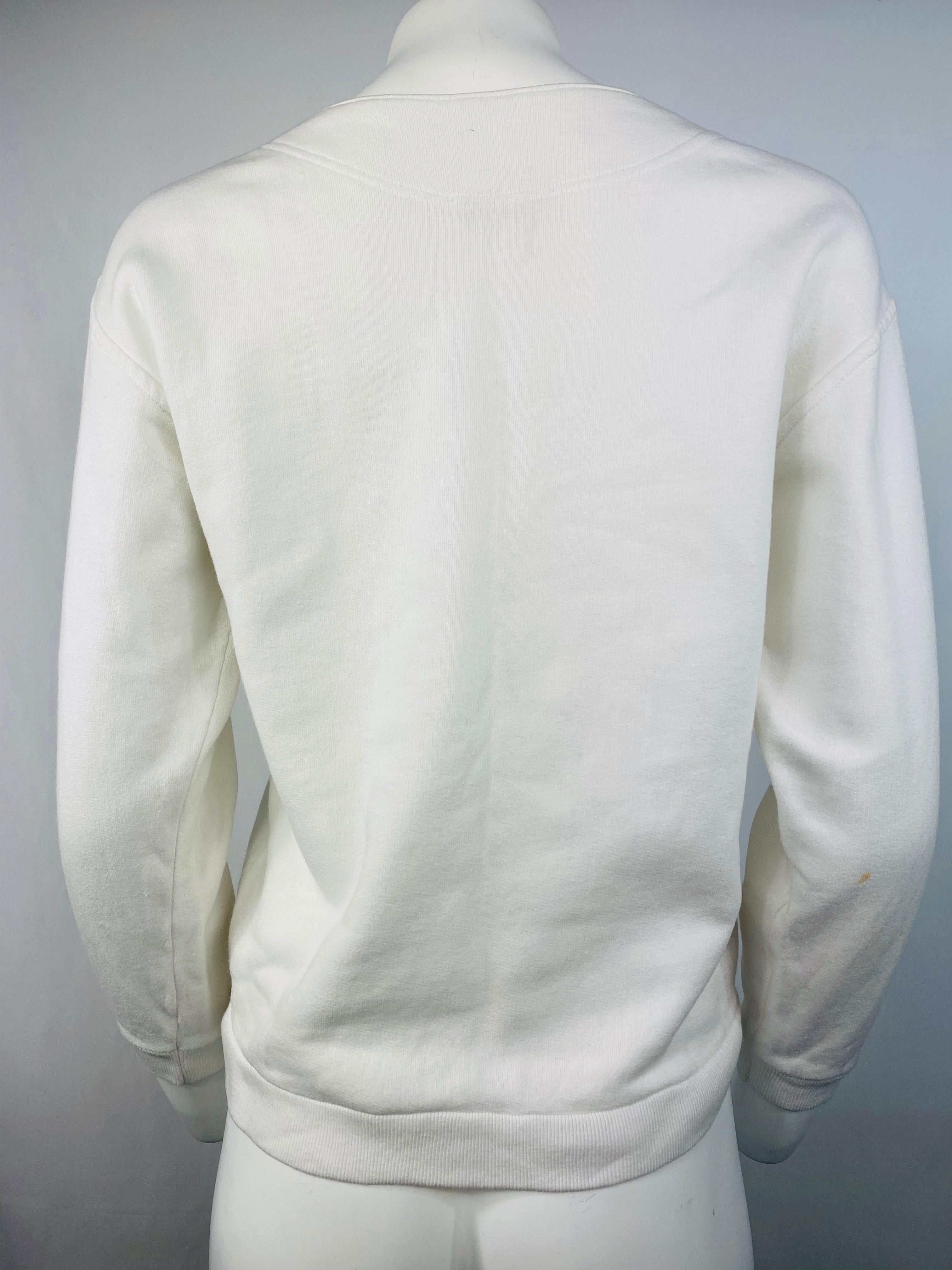 Vintage Gucci White Cotton Pullover Sweater Size S In Good Condition In Beverly Hills, CA