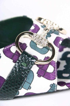 Vintage Gucci White Printed Satin Sandals w/ Crystal horsebit 9.5 – 39.5 NWT