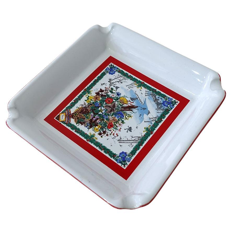 Vintage Gucci Winter Blooms Print Large Ashtray For Sale