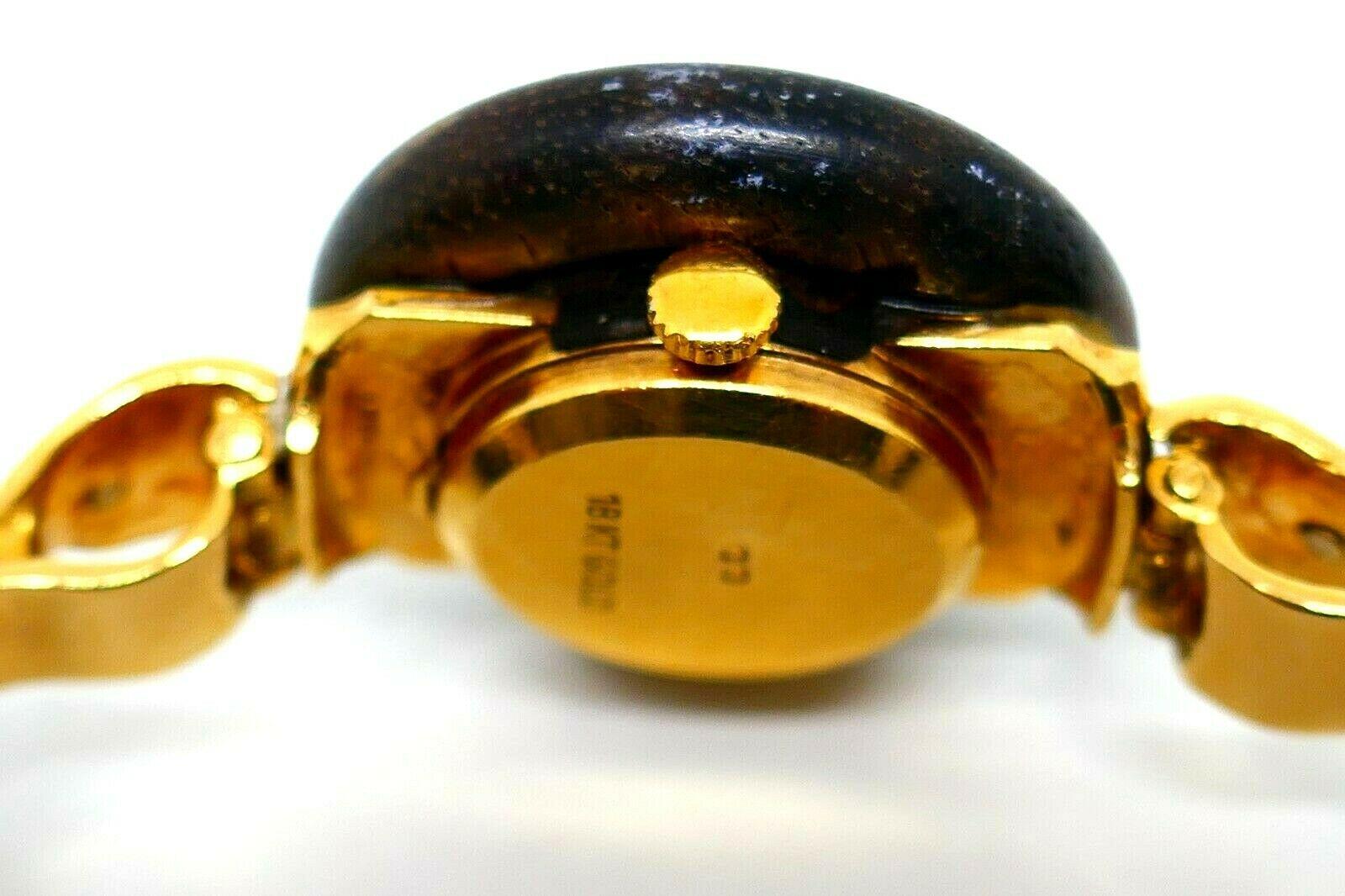 Vintage Gucci Yellow Gold Wood Circle Link Bracelet Watch For Sale 3