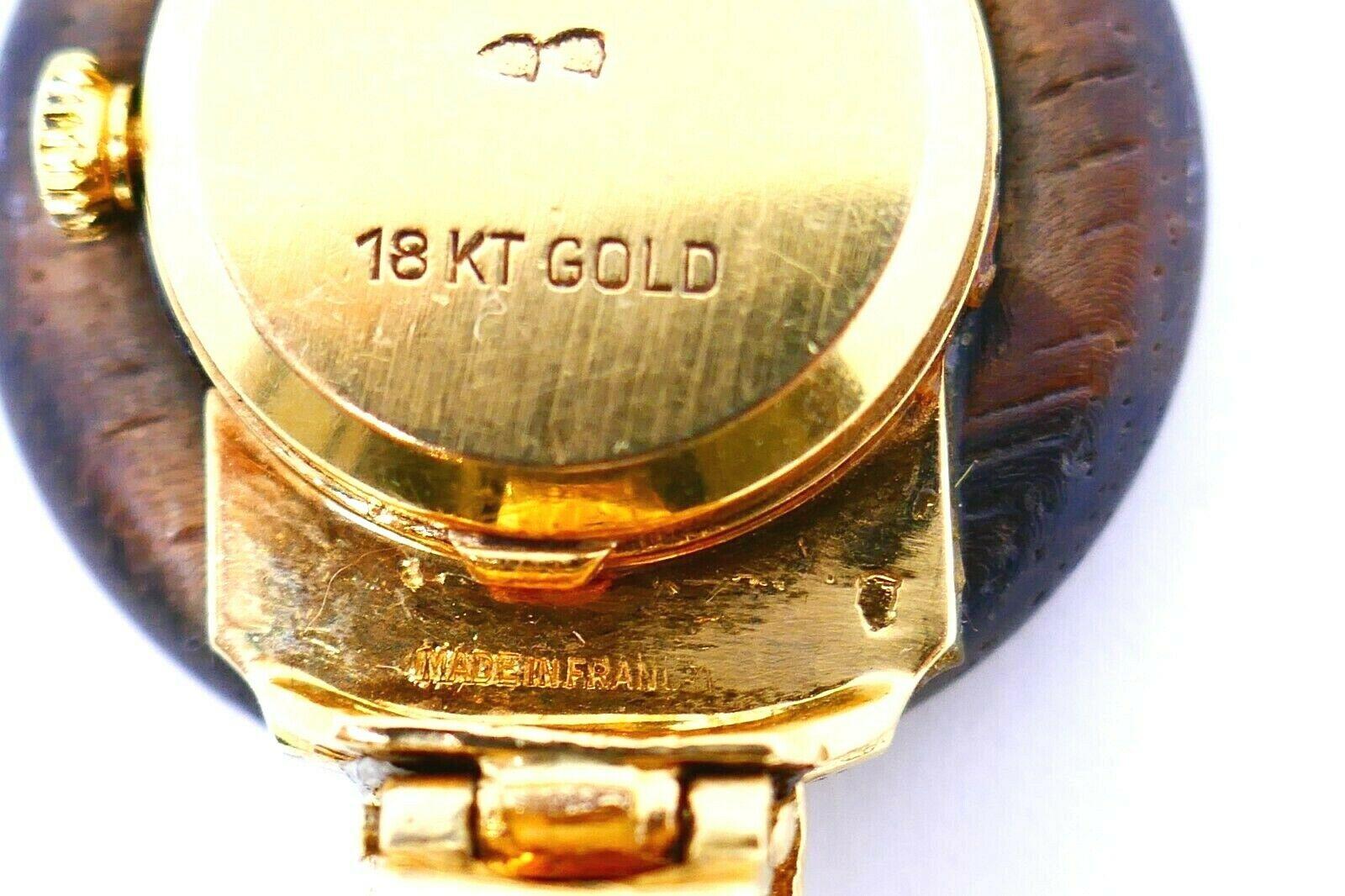 Vintage Gucci Yellow Gold Wood Circle Link Bracelet Watch For Sale 1