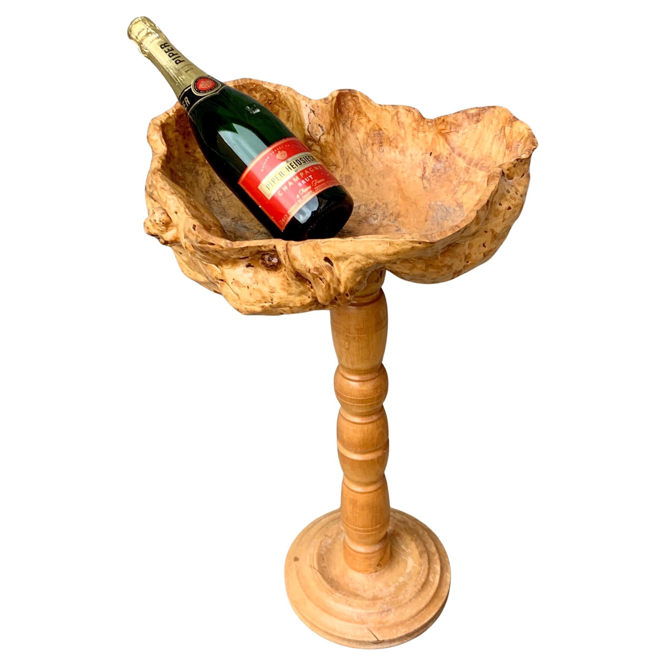 Mesa de pedestal vintage Gueridon de raíz de abedul Suecia