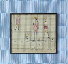 Vintage Guidette Carbonell Drawing for "Halte Garderie de Venton", France, 1968