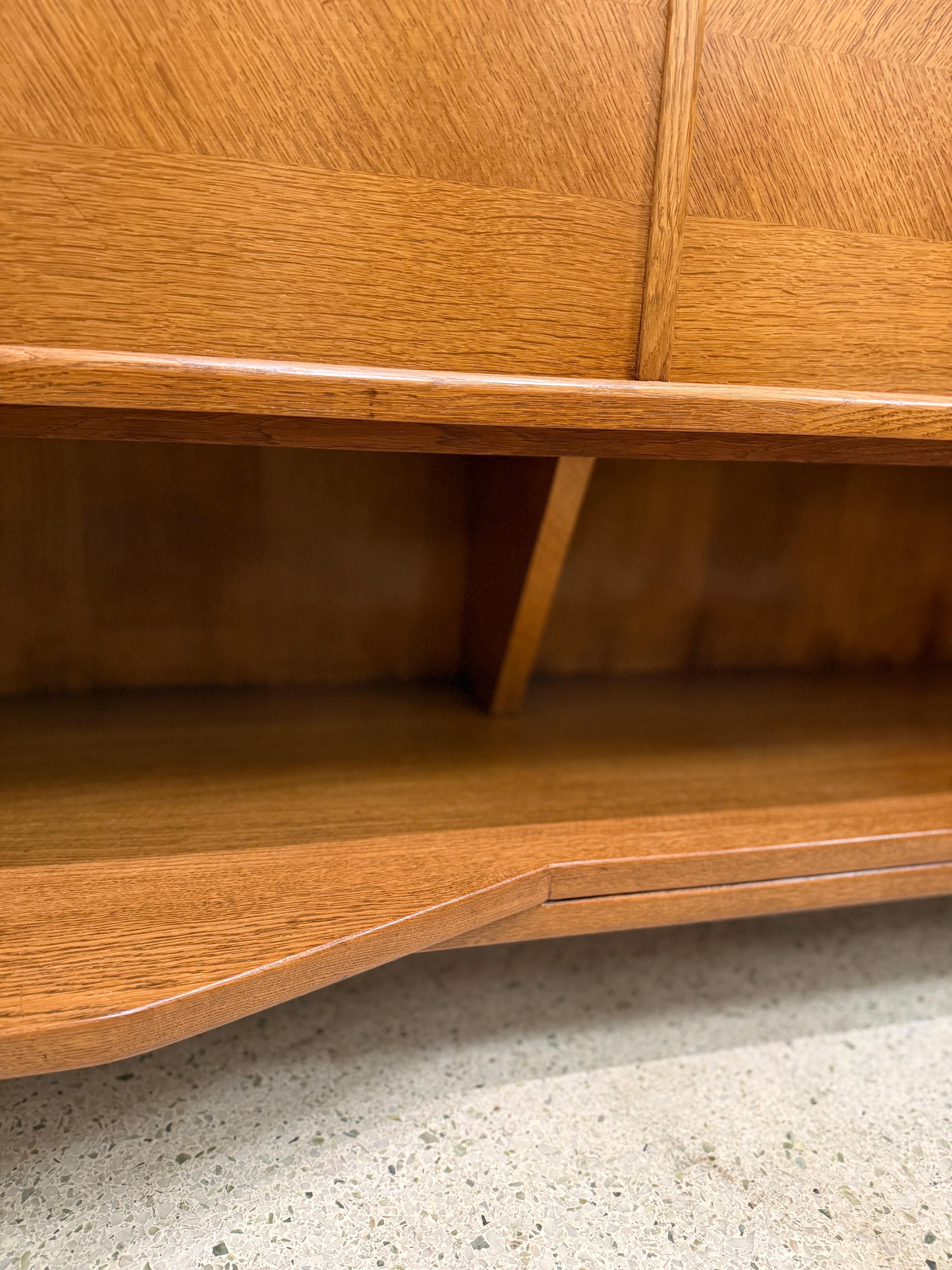 Vintage Guillerme & Chambron Credenza in Oak with Ceramic Details For Sale 11