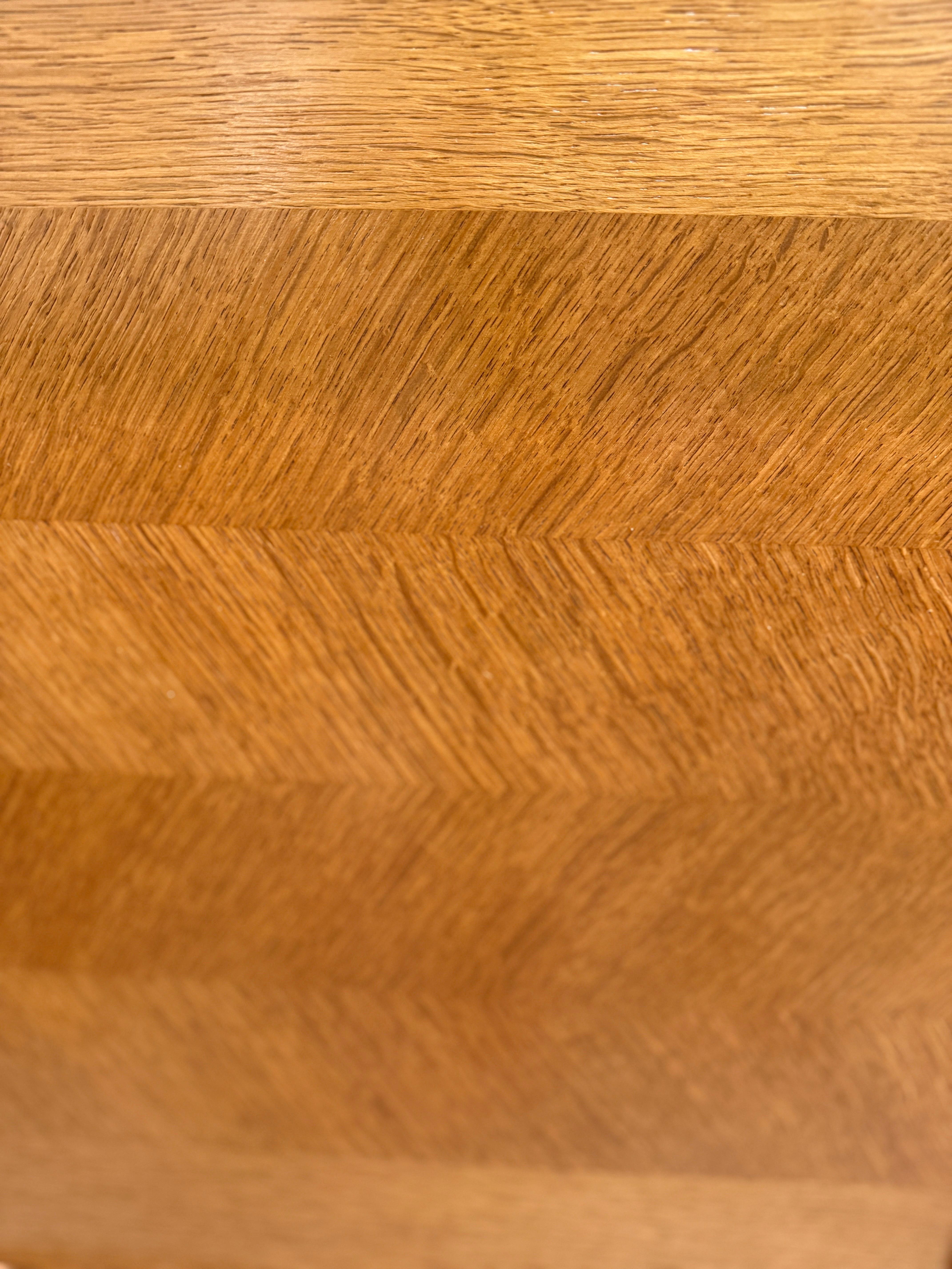 Mid-20th Century Vintage Guillerme & Chambron Credenza in Oak with Ceramic Details For Sale