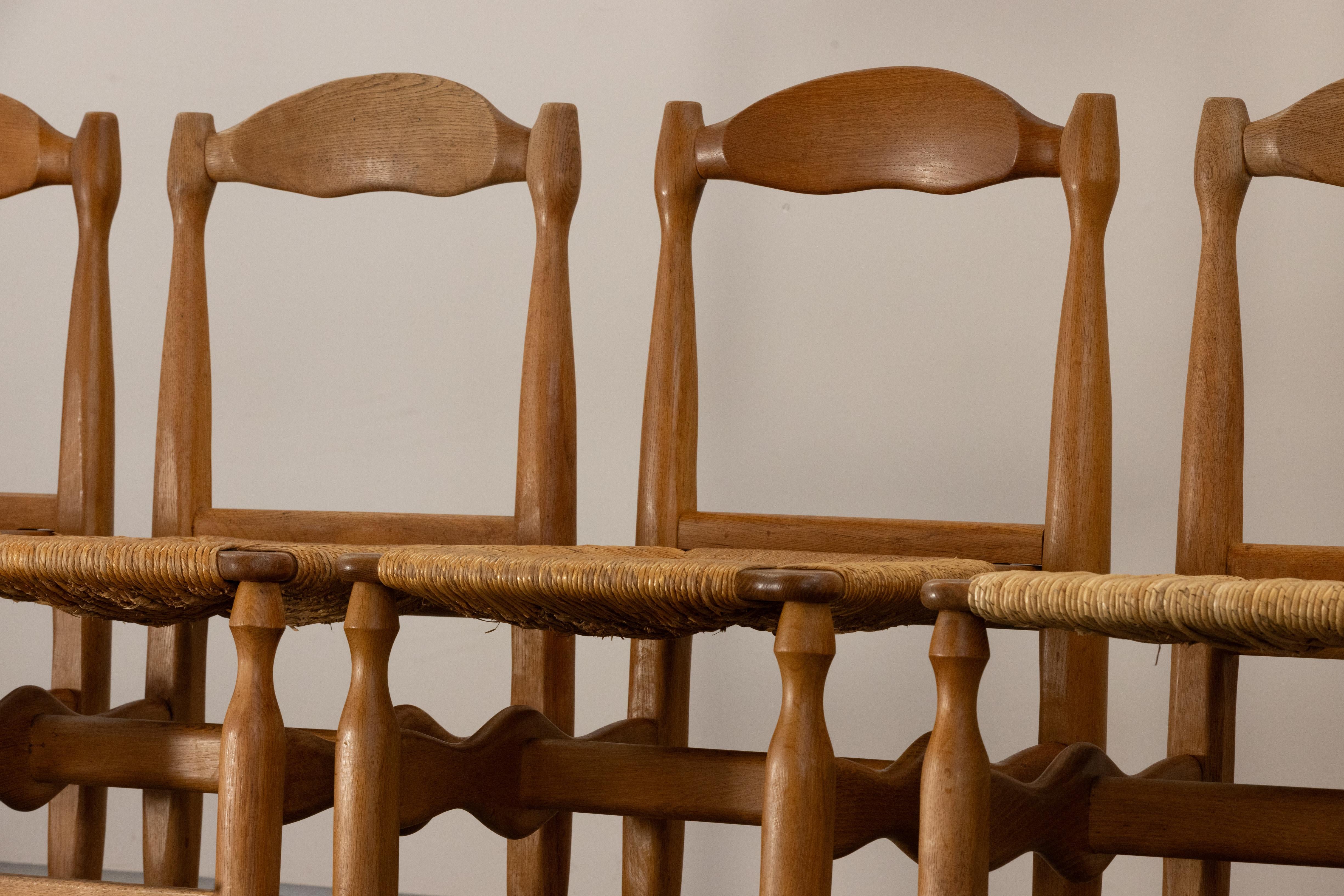 Vintage Guillerme et Chambron Dining Chairs in Oak, From France, 1970 For Sale 1